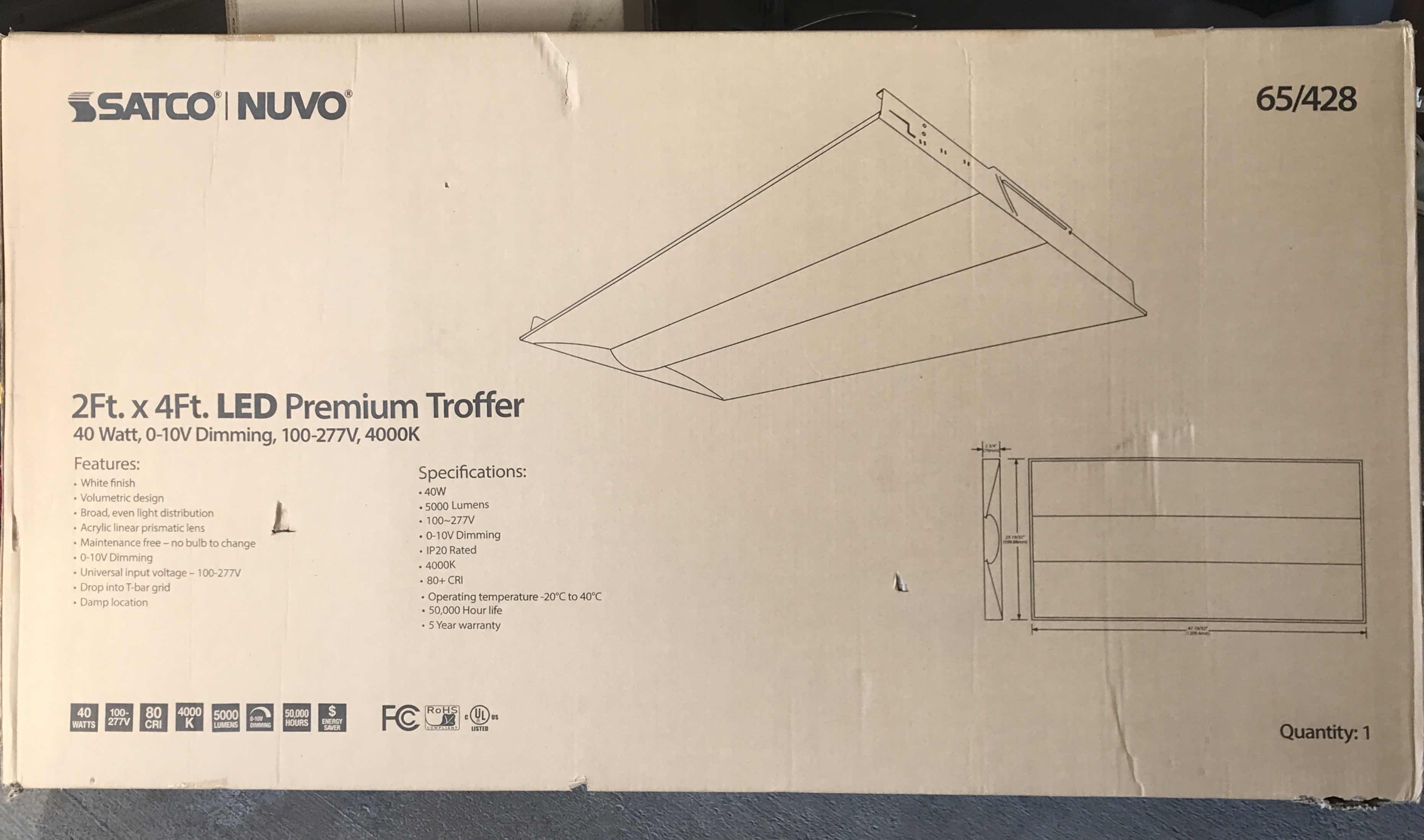 Photo 1 of SATCO NUVO 2’ x 4’  LED PREMIUM TROFFER NIB