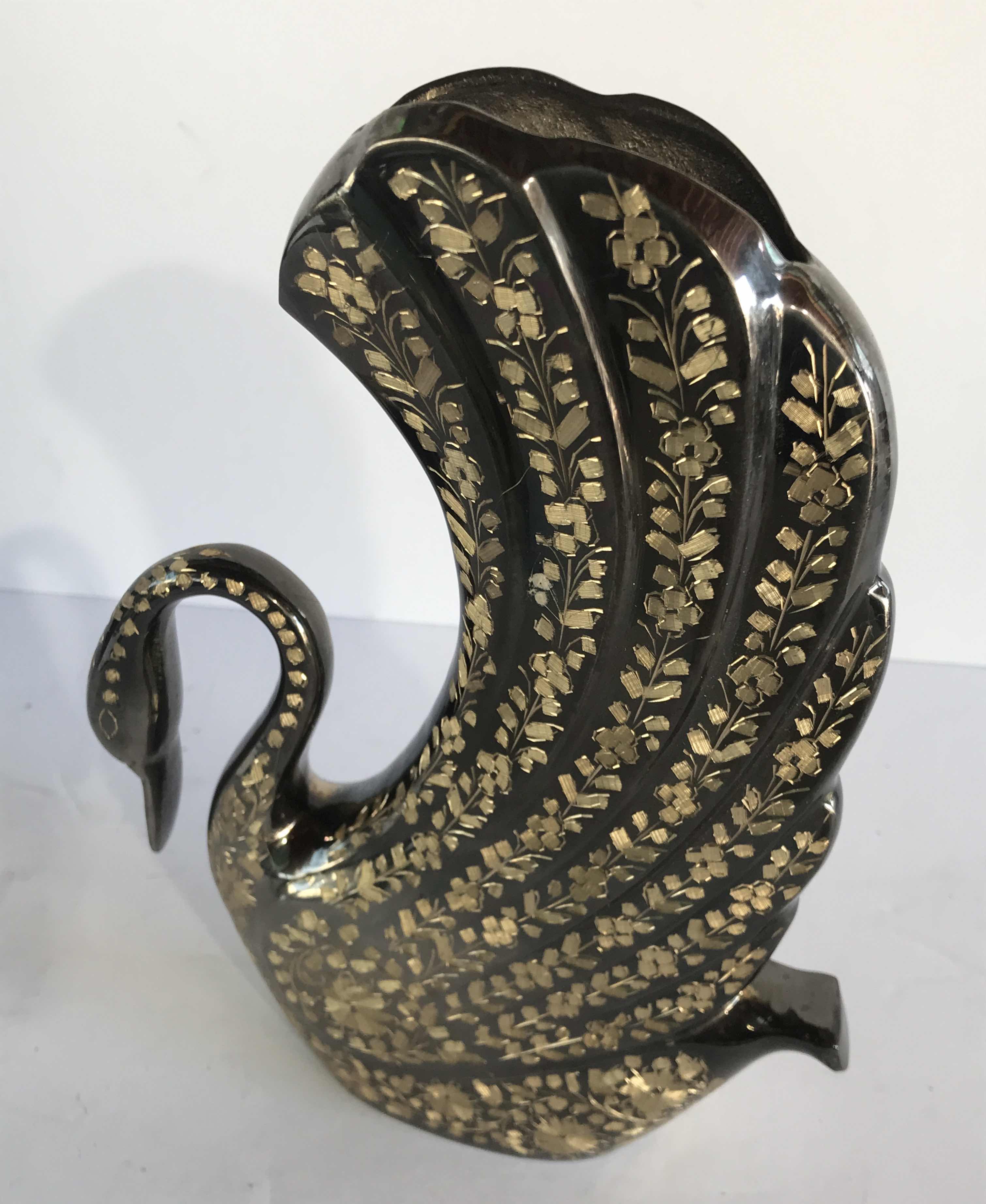 Photo 2 of BRASS NAKKASHI DECORATIVE SWAN VASE