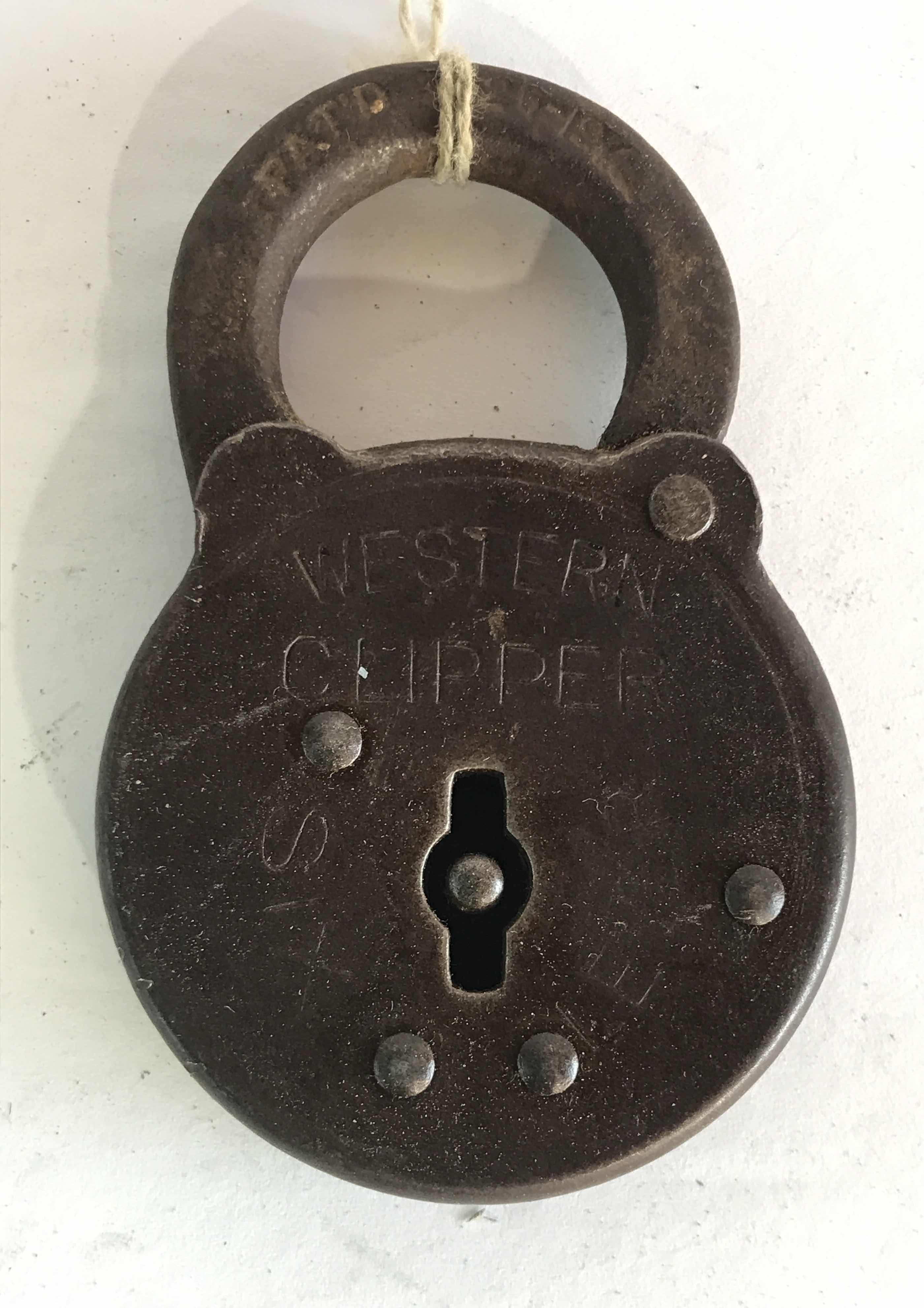 Photo 1 of ANTIQUE WESTERN CLIPPER LEVER PADLOCK