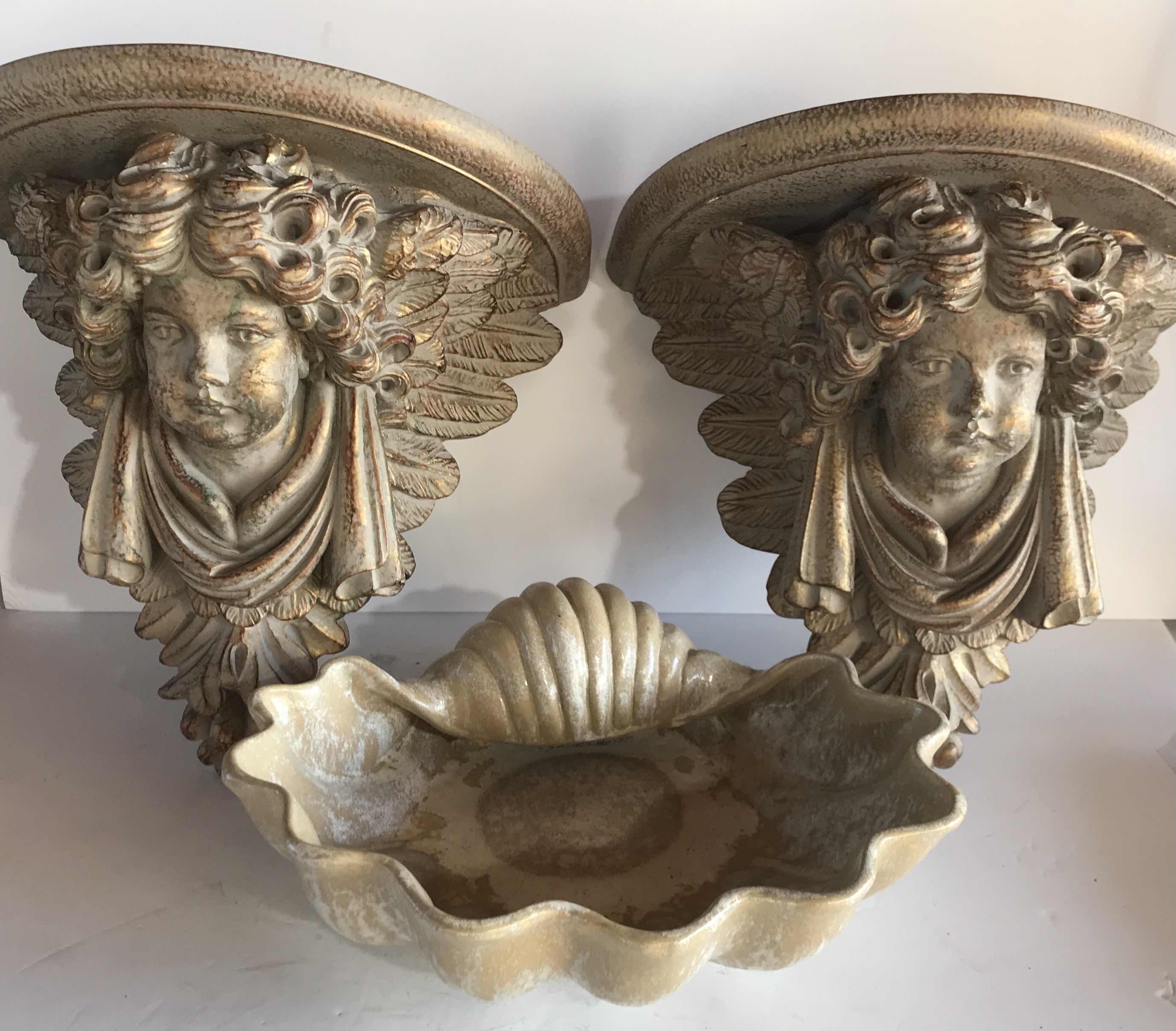 Photo 1 of VINTAGE ITALIAN STYLE CHERUB MOTIF WALL BRACKETS AND MORE.
