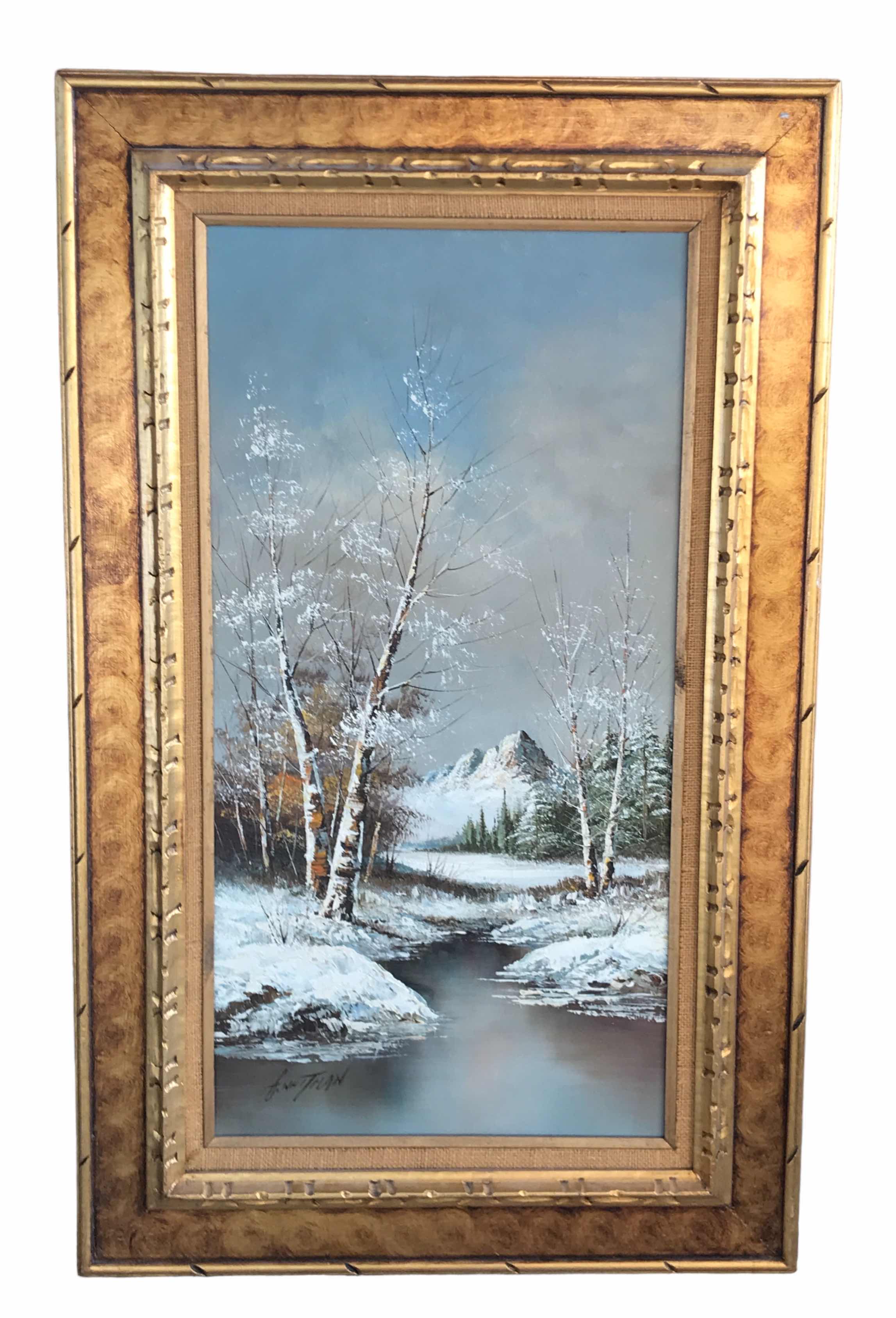 Photo 1 of G. WHITMAN SIGNED & FRAMED  WINTER LANDSCAPE OIL PAINTING 
24” x 39”