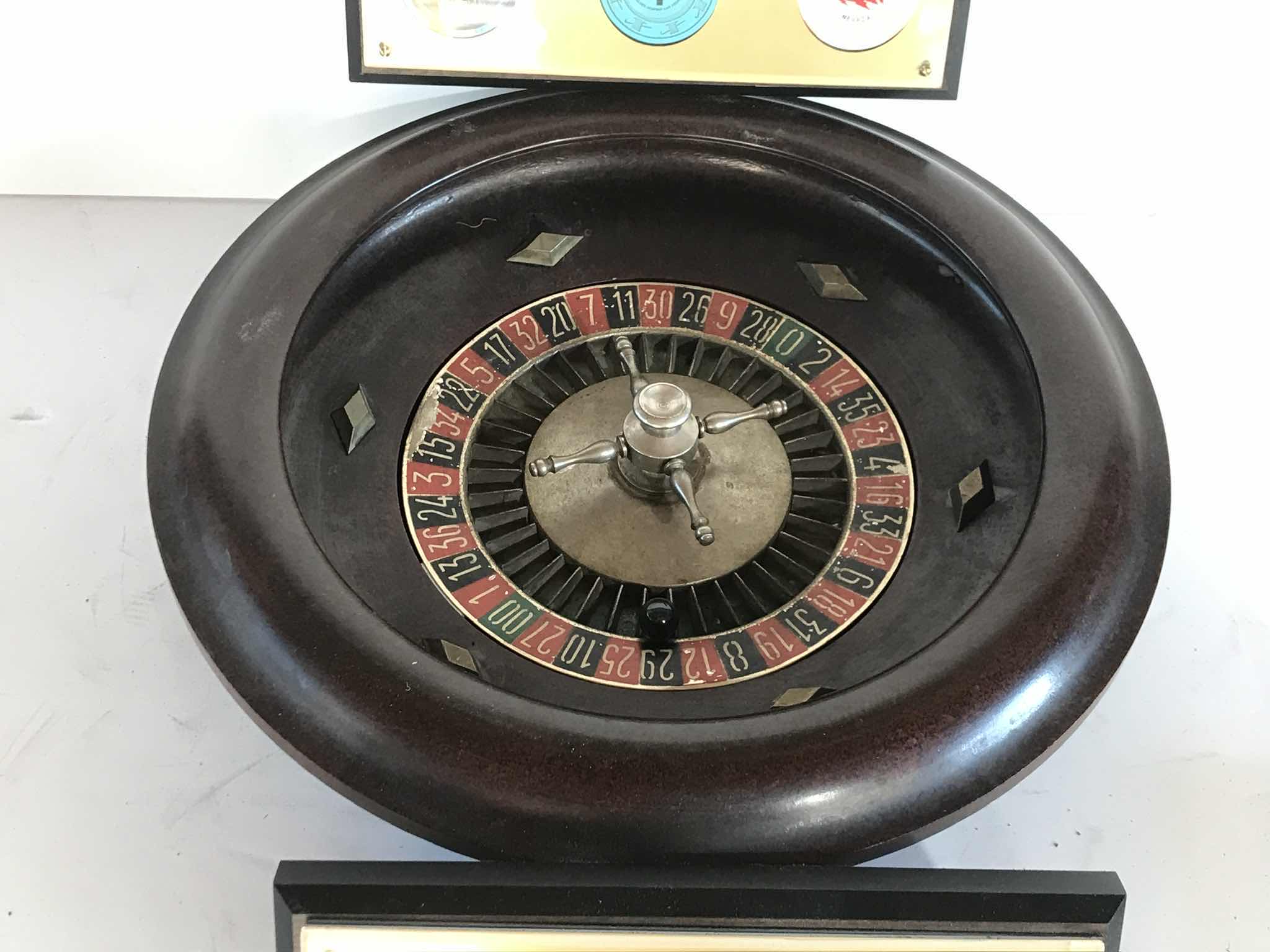 Photo 2 of VINTAGE LAS VEGAS CASINO CHIPS AND MINI ROULETTE WHEEL