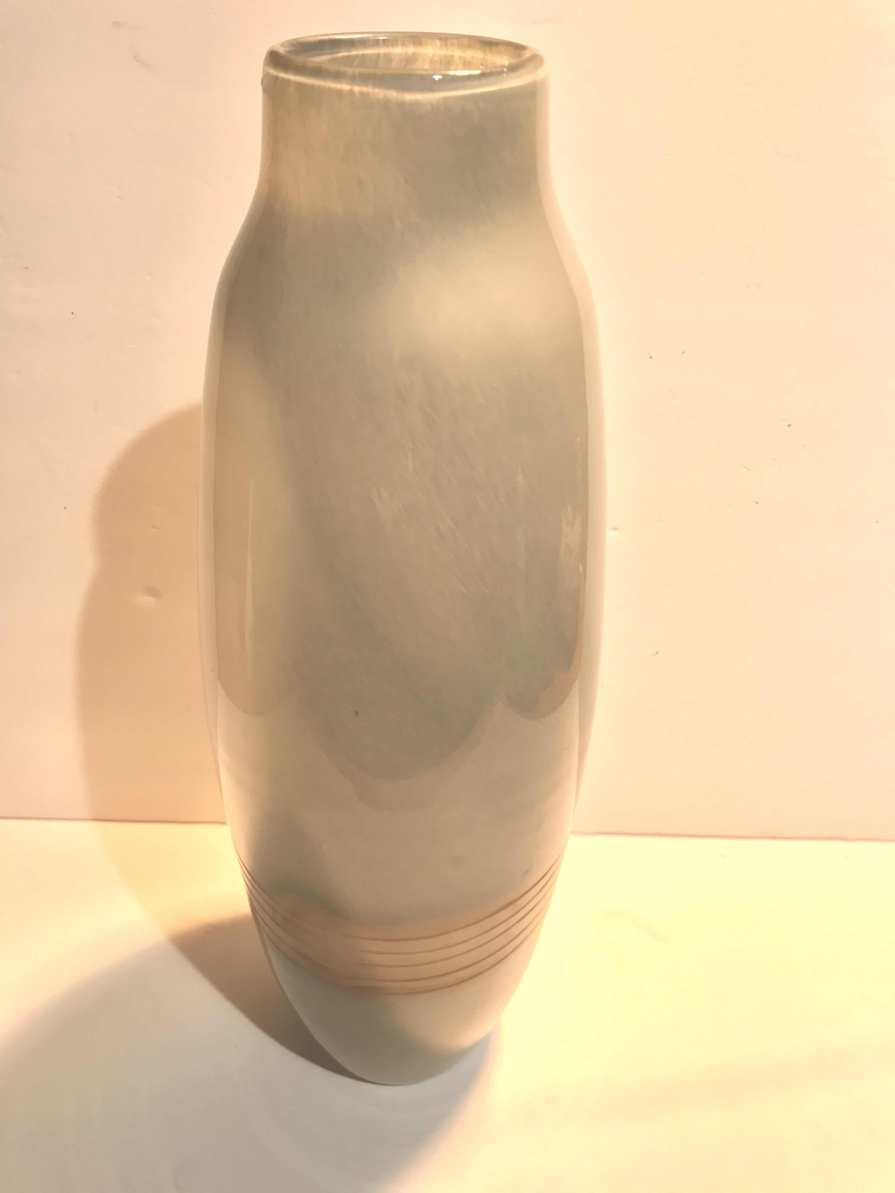 Photo 2 of ART GLASS SAND VASE 
H- 14”