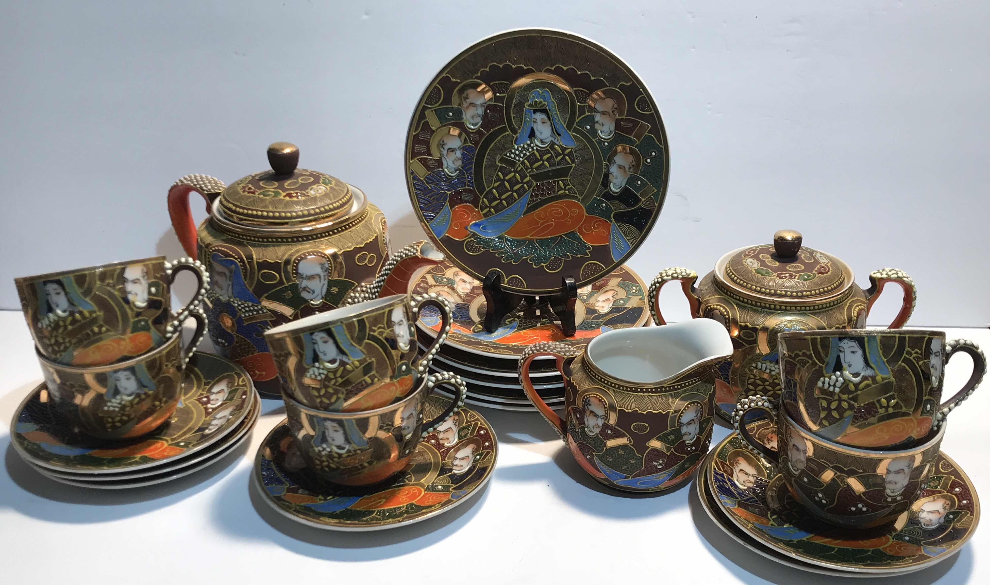 Photo 1 of VINTAGE JAPANESE SATSUMA MORIAGE TEA SET