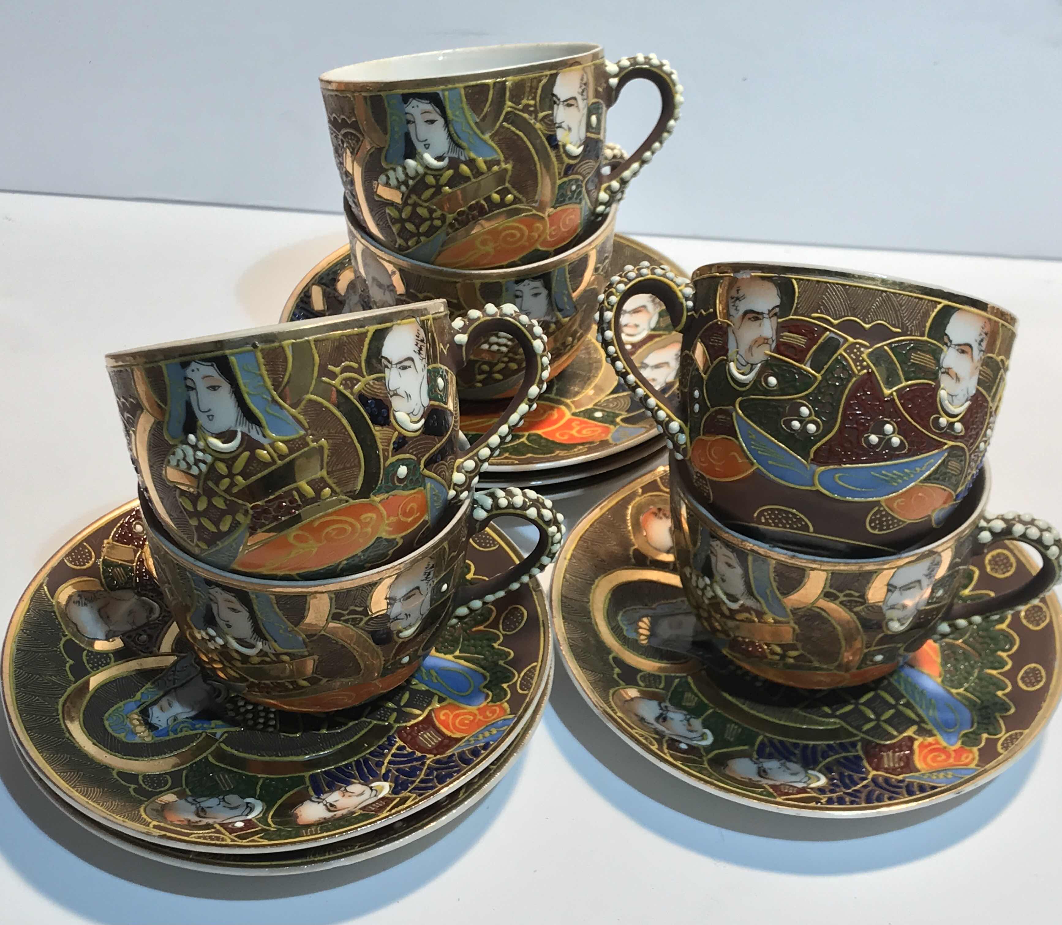 Photo 3 of VINTAGE JAPANESE SATSUMA MORIAGE TEA SET