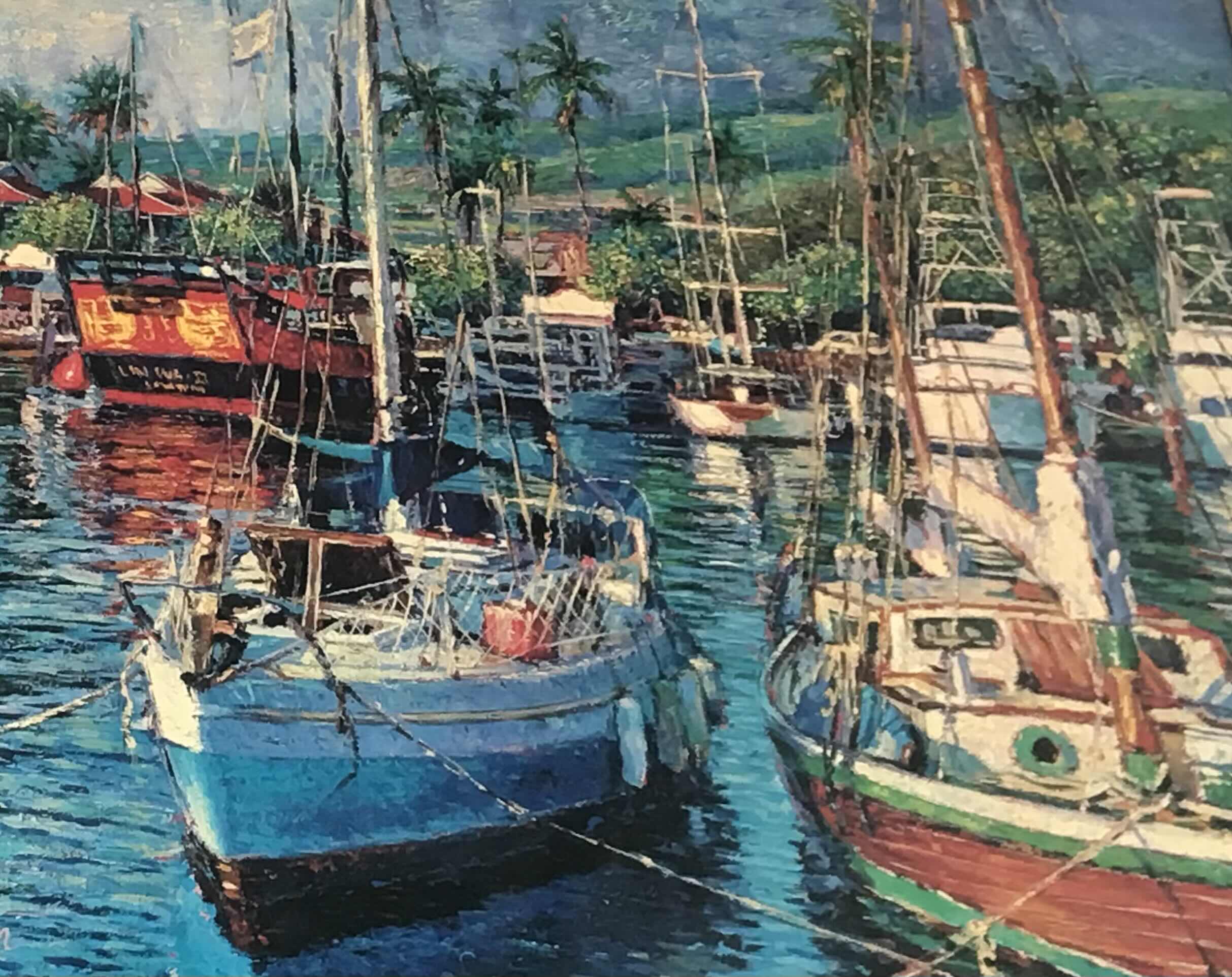 Photo 2 of SAILBOAT IN THE MARINA SIGNED PAINTING DATED 1991 39”x 39”