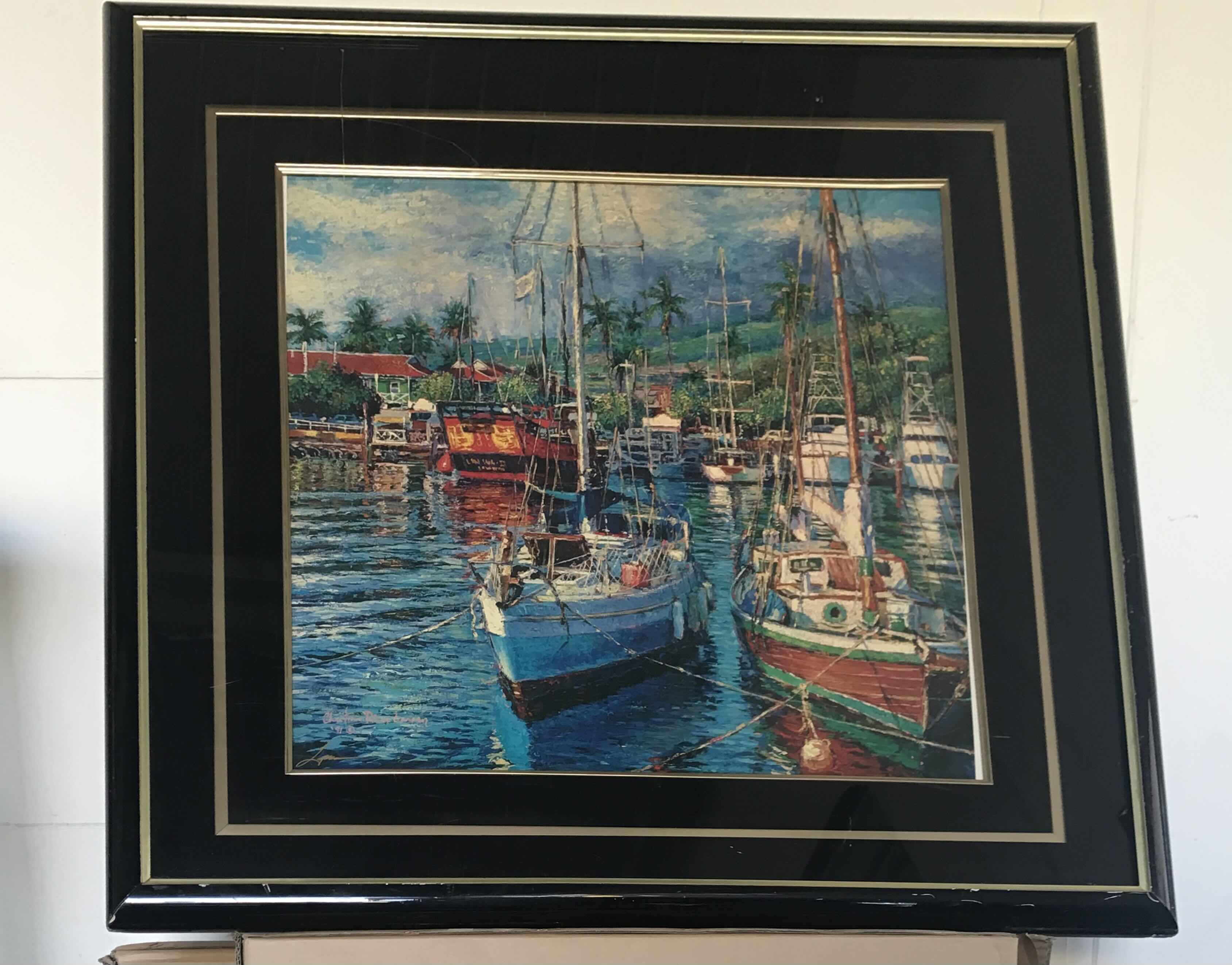 Photo 1 of SAILBOAT IN THE MARINA SIGNED PAINTING DATED 1991 39”x 39”