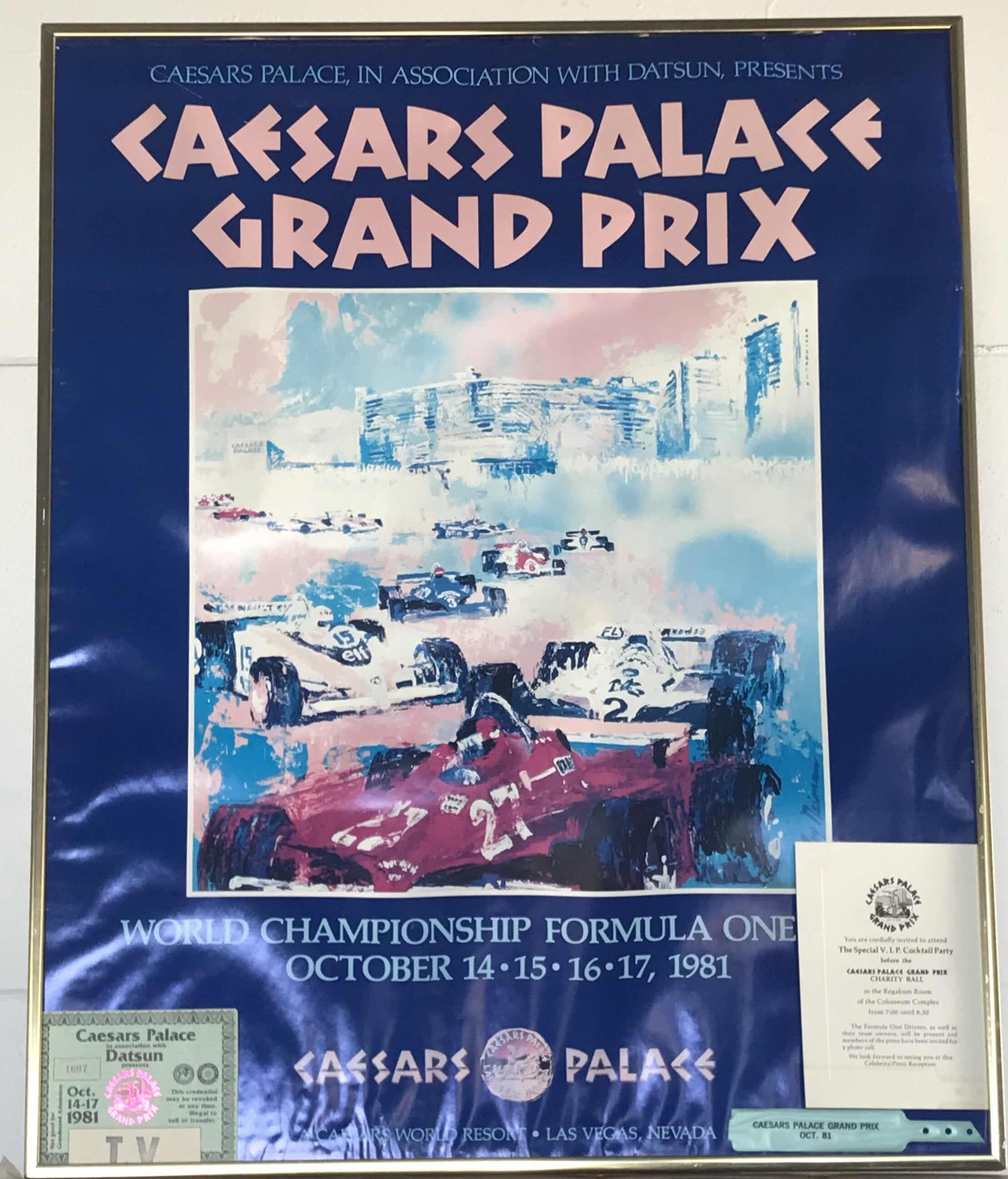 Photo 4 of CESARS PALACE WORLD CHAMPION FORMULA ONE FRAMED POSTER OCTOBER 1981 22” x 29” WITH EXTRAS