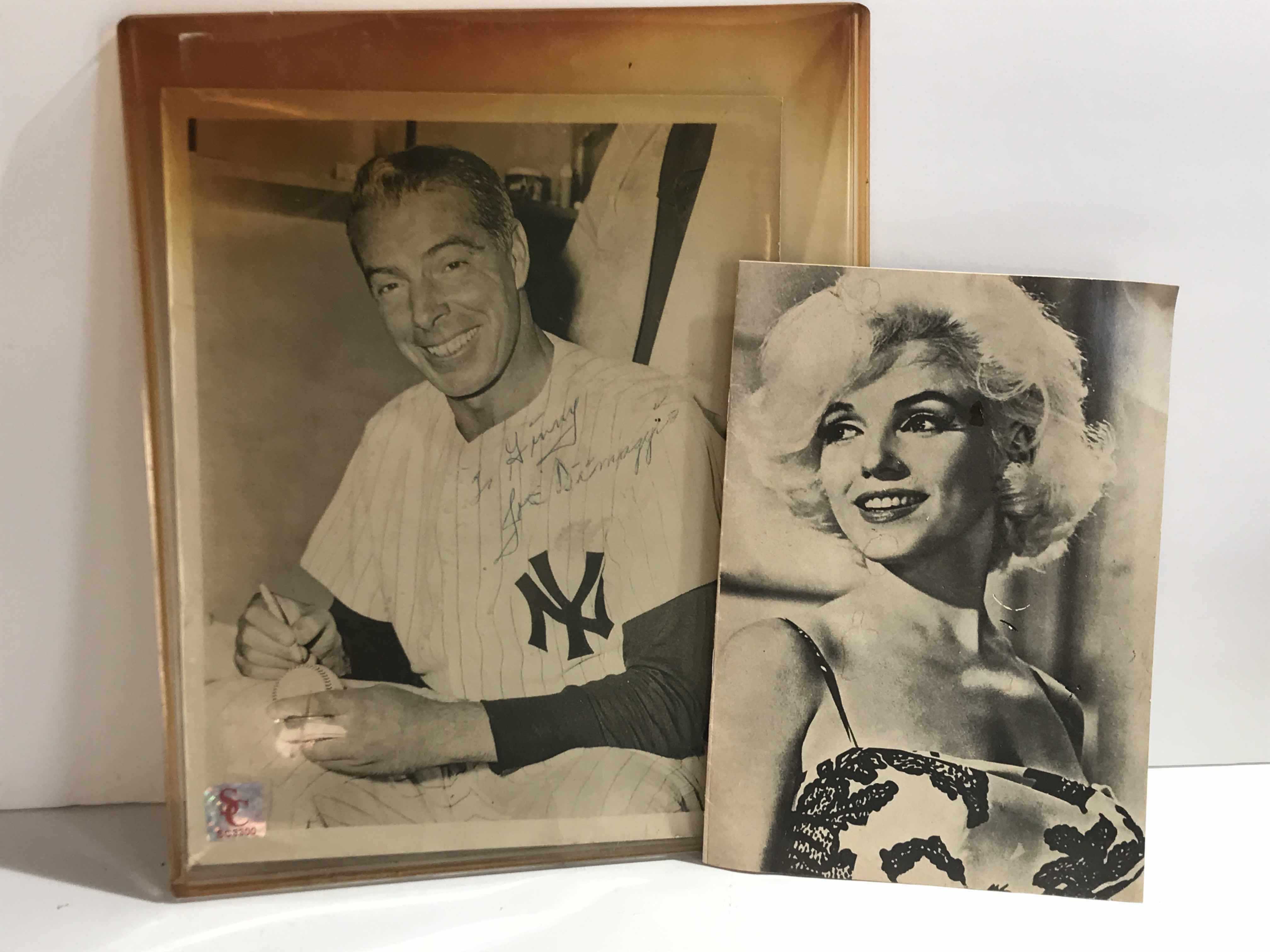 Photo 1 of VERY RARE AUTOGRAPH OF JOE DIMAGGIO AND HEADSHOT OF BEAUTIFUL MARILYN MONROE