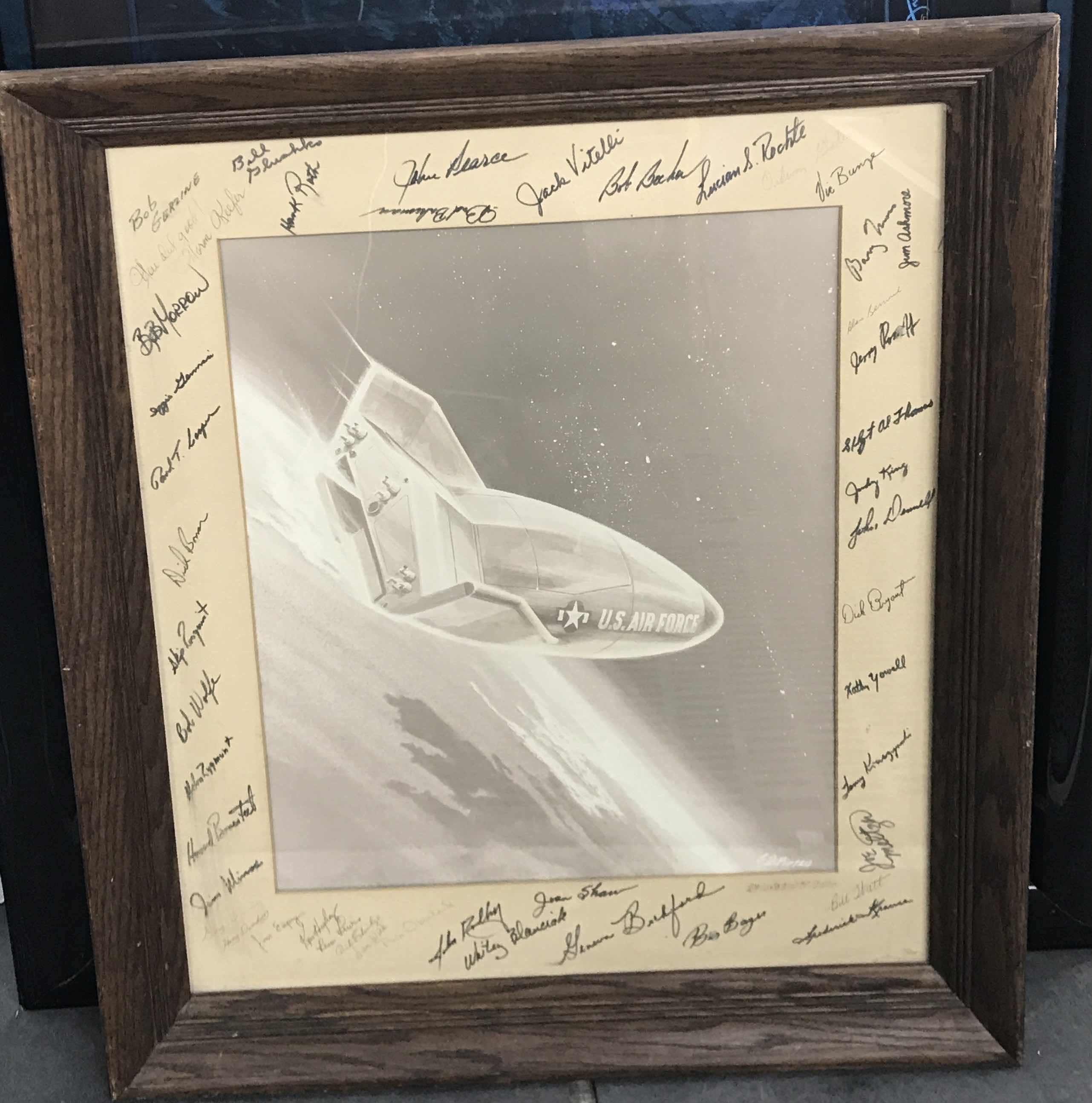 Photo 2 of FRAMED ARTWORK OF ORIGINAL 1967 MARTIN X-23 PRIME USAF PROGRAM NASA CONCEPT ARTWORK FOR THE PILOT PROGRAM SIGNED BY ALL CREW MEMBERS24” x 29”