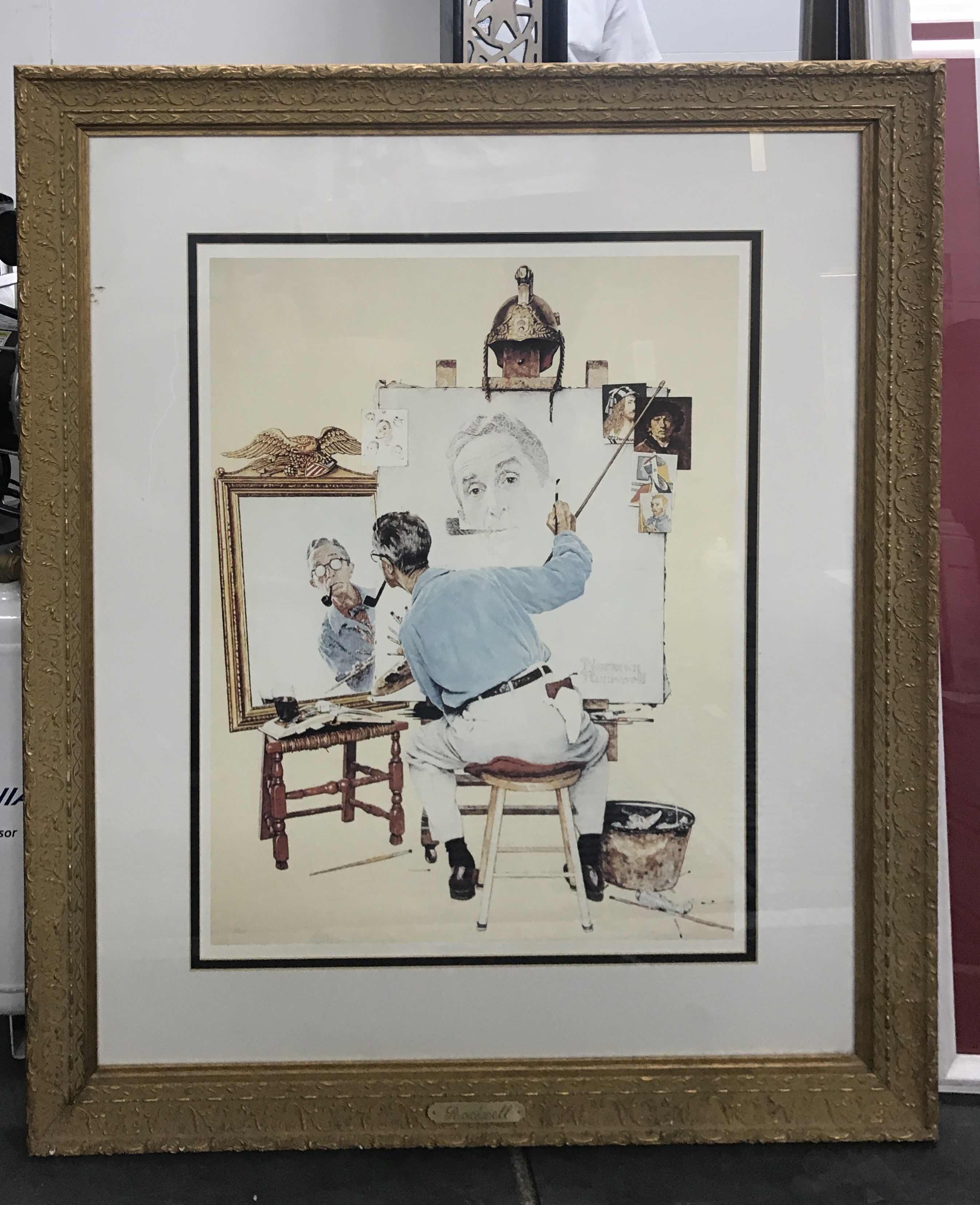 Photo 1 of NORMAN ROCKWELL 1960 PAINTING “TRIPLE SELF-PORTRAIT” SIGNED BY ARTIST