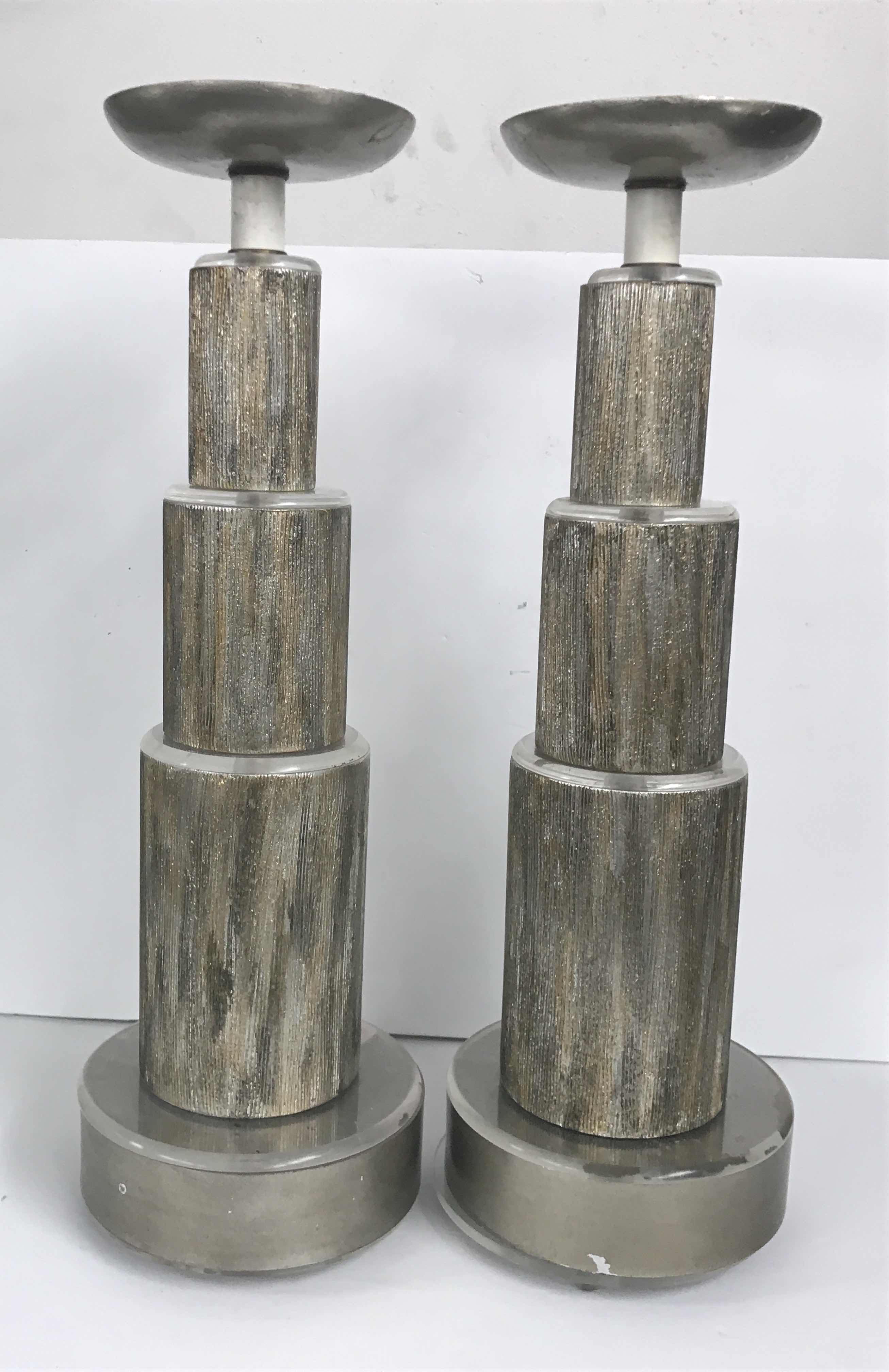 Photo 3 of MODERN STYLE SILVER TIERED CANDLE HOLDERS