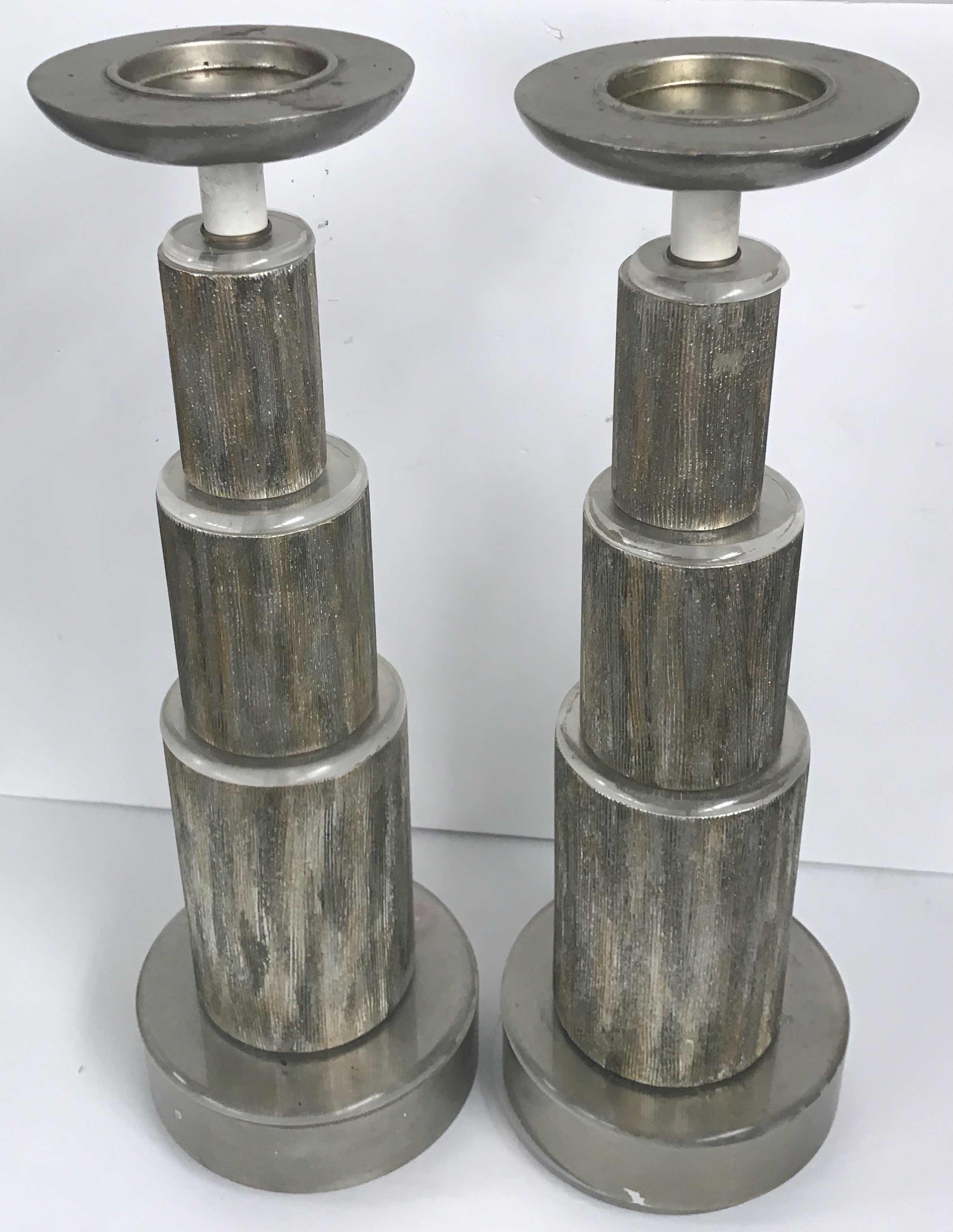 Photo 1 of MODERN STYLE SILVER TIERED CANDLE HOLDERS