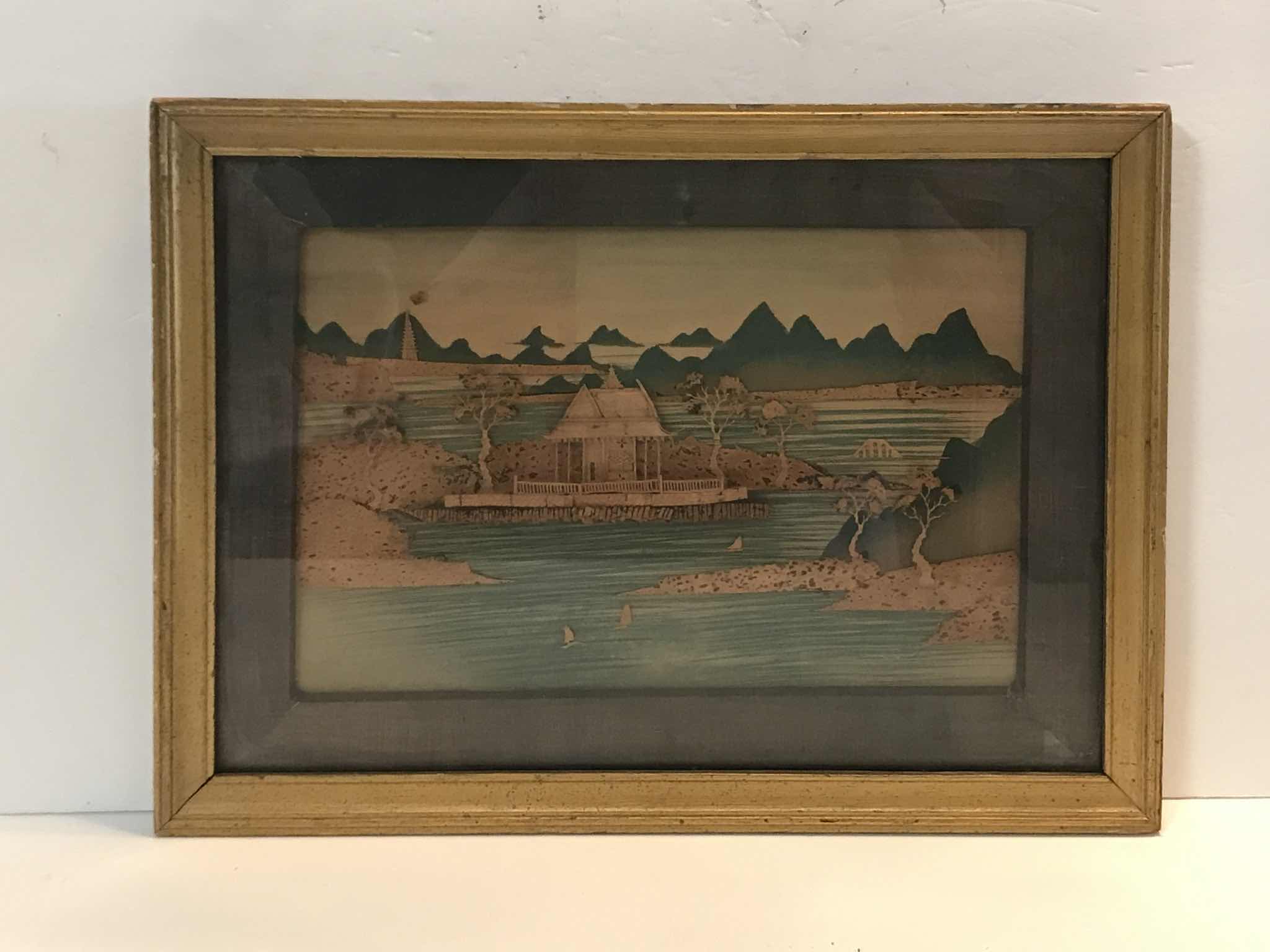 Photo 1 of VINTAGE CHINESE HANDCRAFTED CARVED CORK DIORAMA