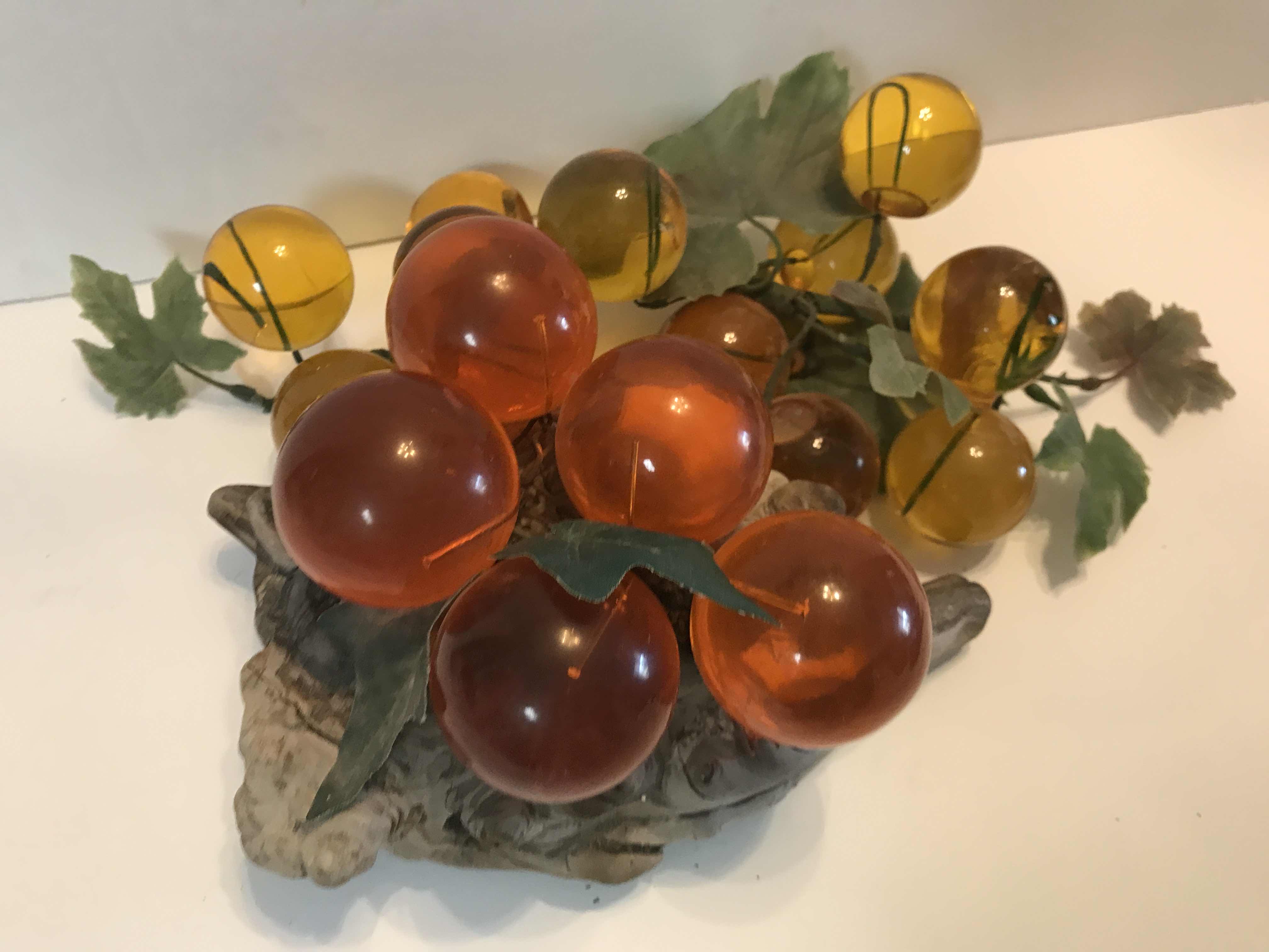 Photo 1 of VINTAGE MID CENTURY AMBER LUCITE GRAPE CLUSTER