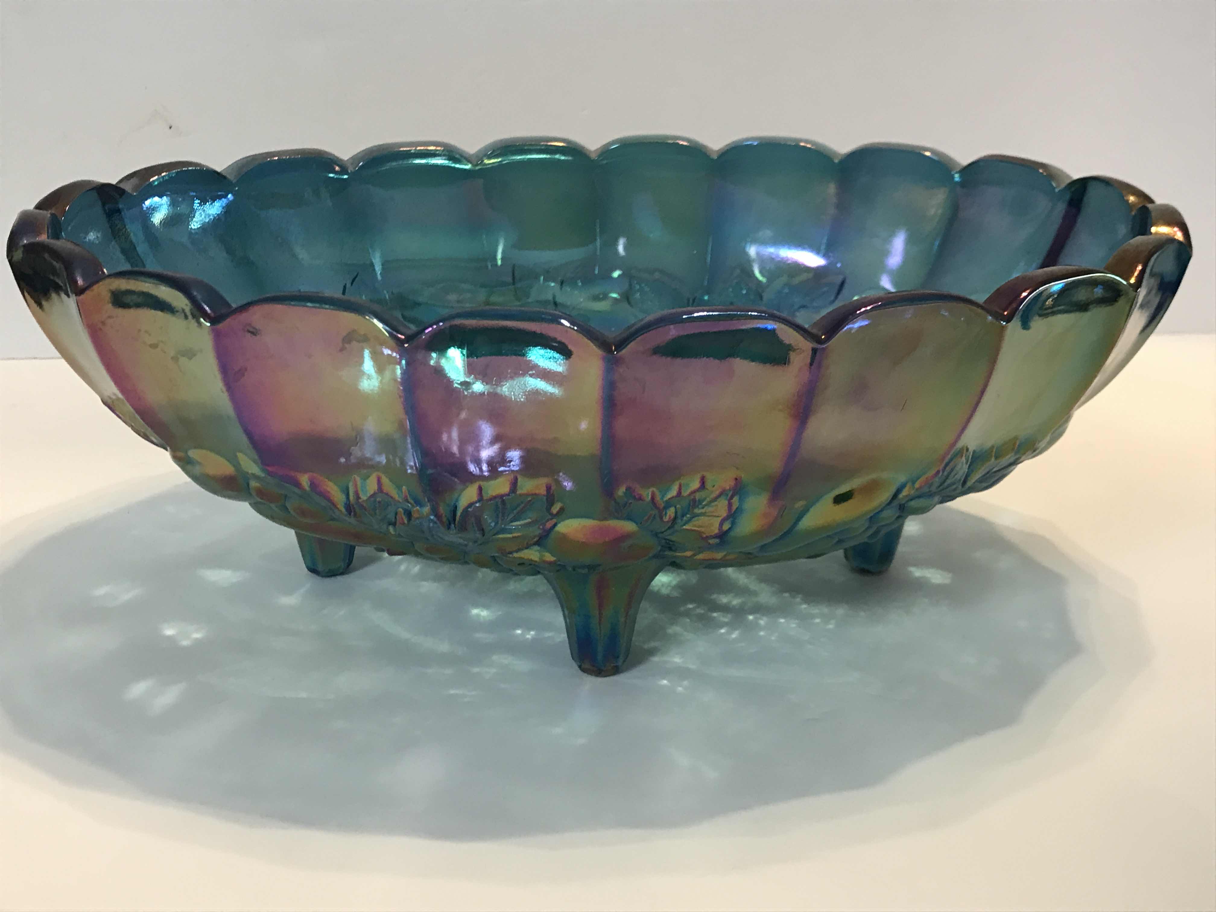Photo 1 of INDIANA VINTAGE IRIDESCENT BLUE CARNIVAL GLASS BOWL