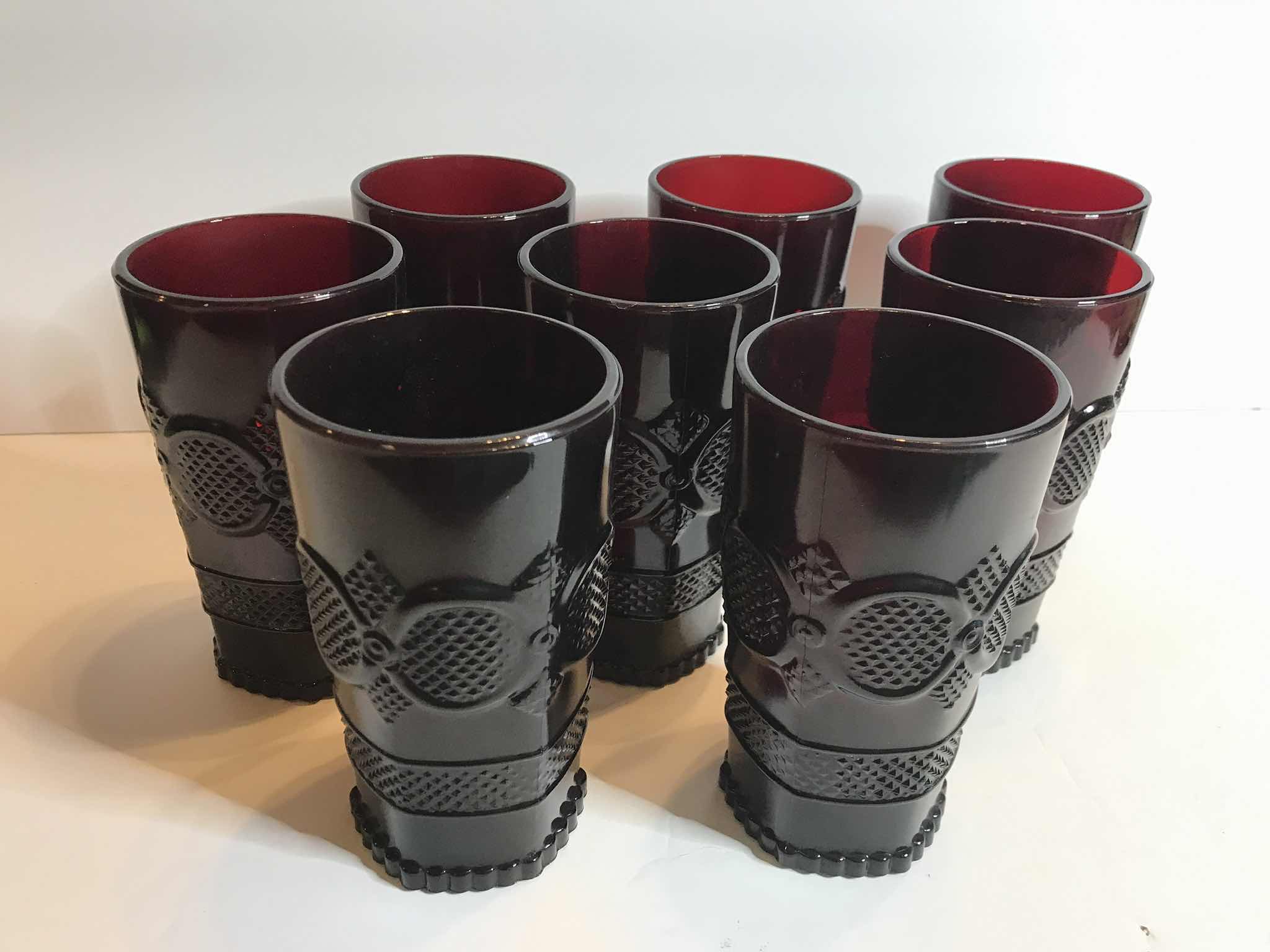 Photo 2 of VINTAGE CAPE COD ROYAL RUBY RED AVON GLASS FLAT TUMBLERS SET OF 8 - MORE OF THIS COLLECTION IN AUCTION