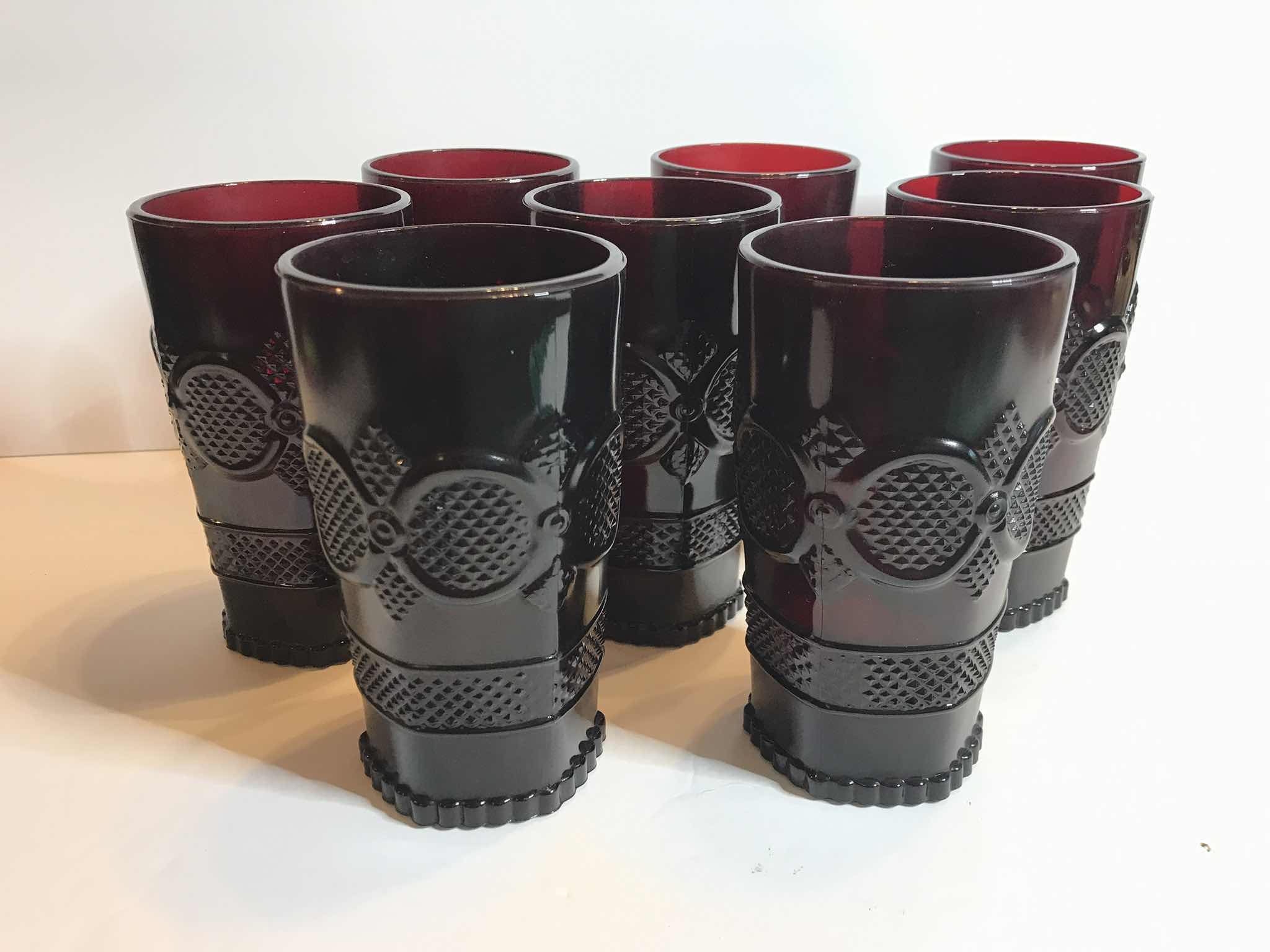 Photo 1 of VINTAGE CAPE COD ROYAL RUBY RED AVON GLASS FLAT TUMBLERS SET OF 8 - MORE OF THIS COLLECTION IN AUCTION