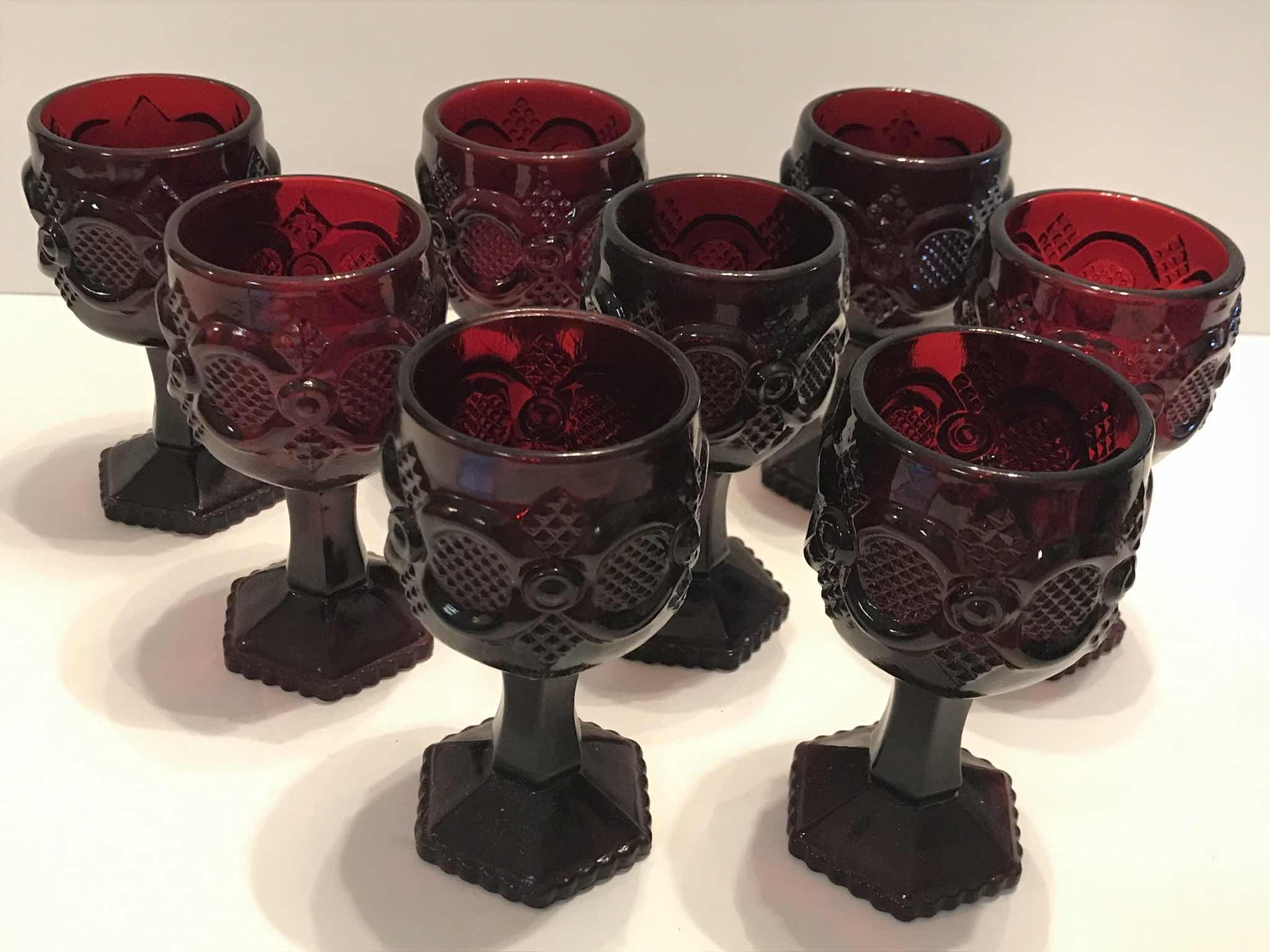 Photo 2 of VINTAGE CAPE COD ROYAL RUBY RED AVON GLASS WINE GLASSES SET OF 8 - MORE OF THIS COLLECTION IN AUCTION