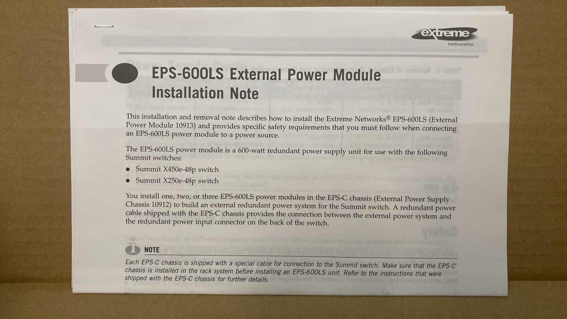 Photo 4 of NEW EXTREME NETWORKS EXTERNAL POWER MODULE MODEL EPS-600LS (5)