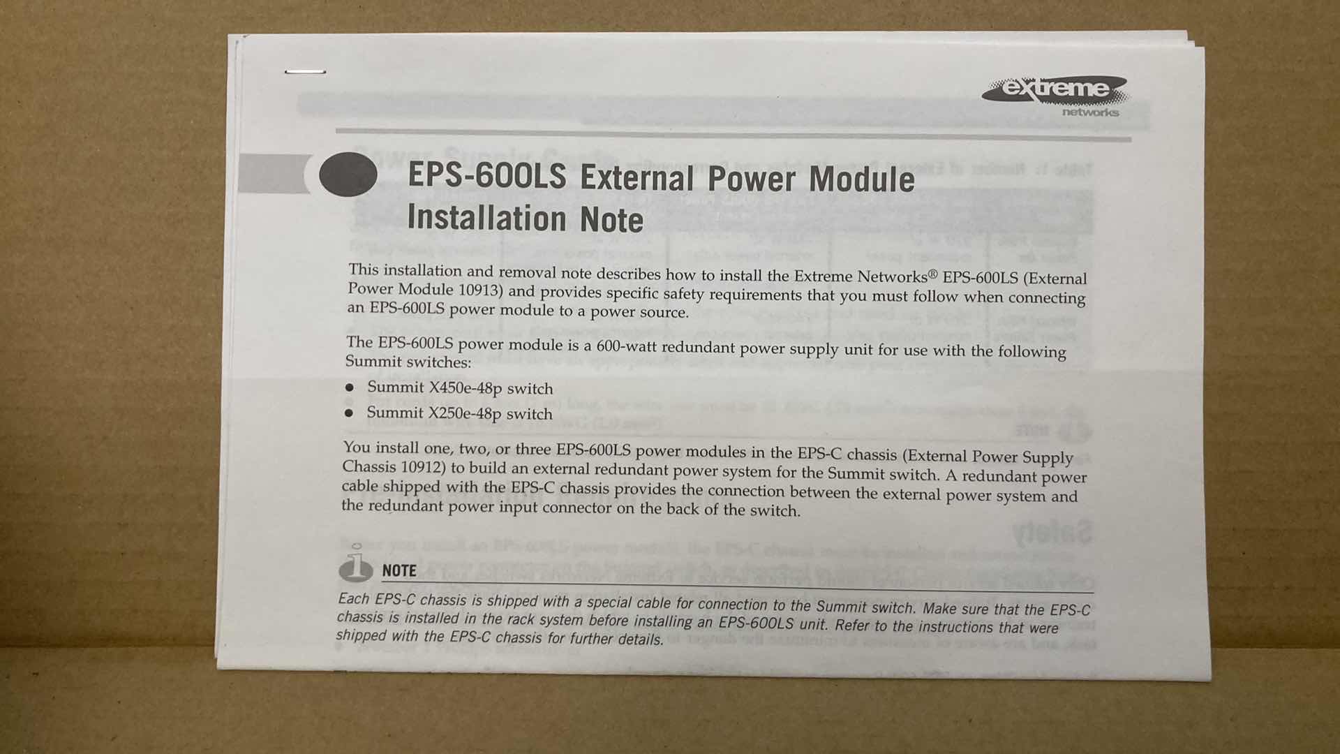 Photo 4 of NEW EXTREME NETWORKS EXTERNAL POWER MODULE MODEL EPS-600LS (5)