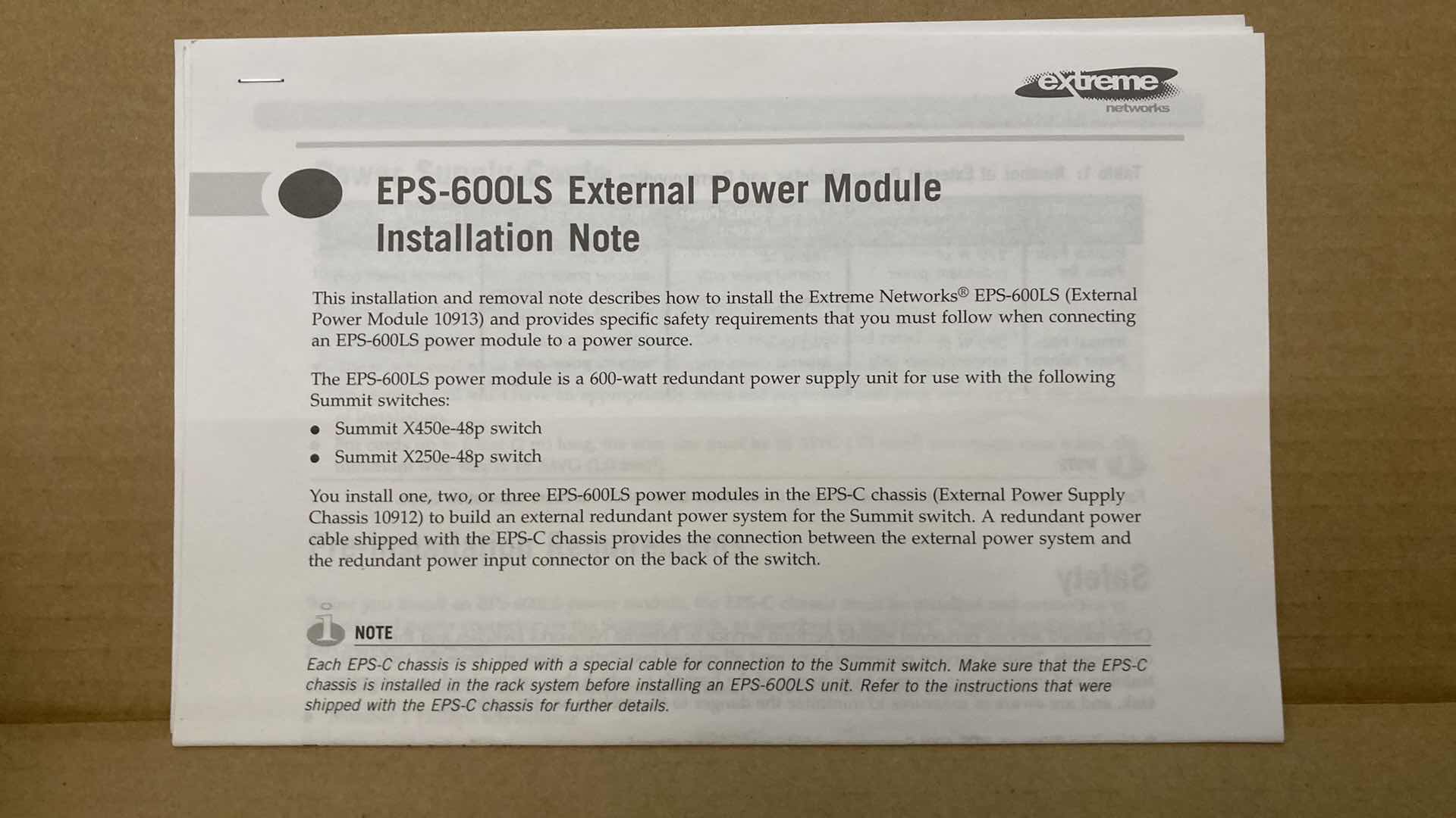 Photo 4 of NEW EXTREME NETWORKS EXTERNAL POWER MODULE MODEL EPS-600LS (5)