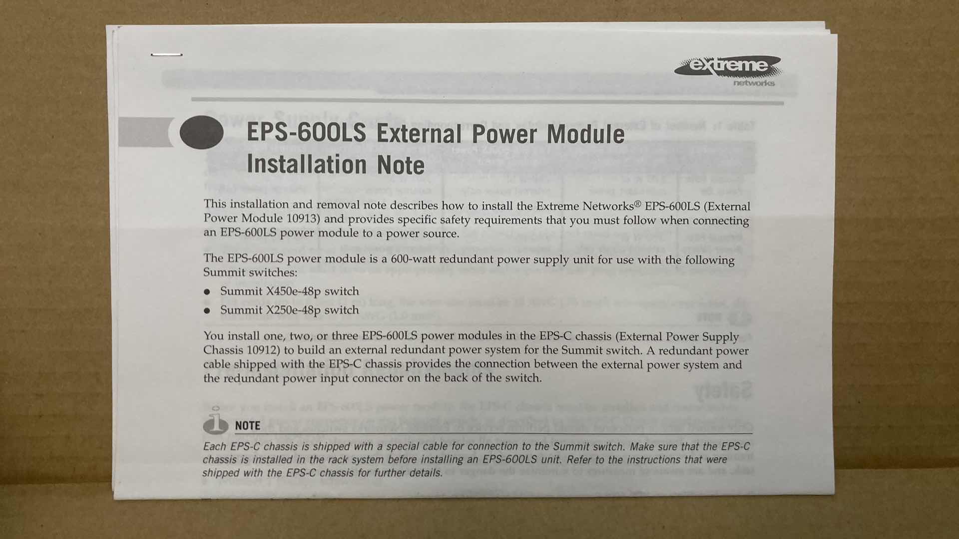 Photo 4 of NEW EXTREME NETWORKS EXTERNAL POWER MODULE MODEL EPS-600LS (5)