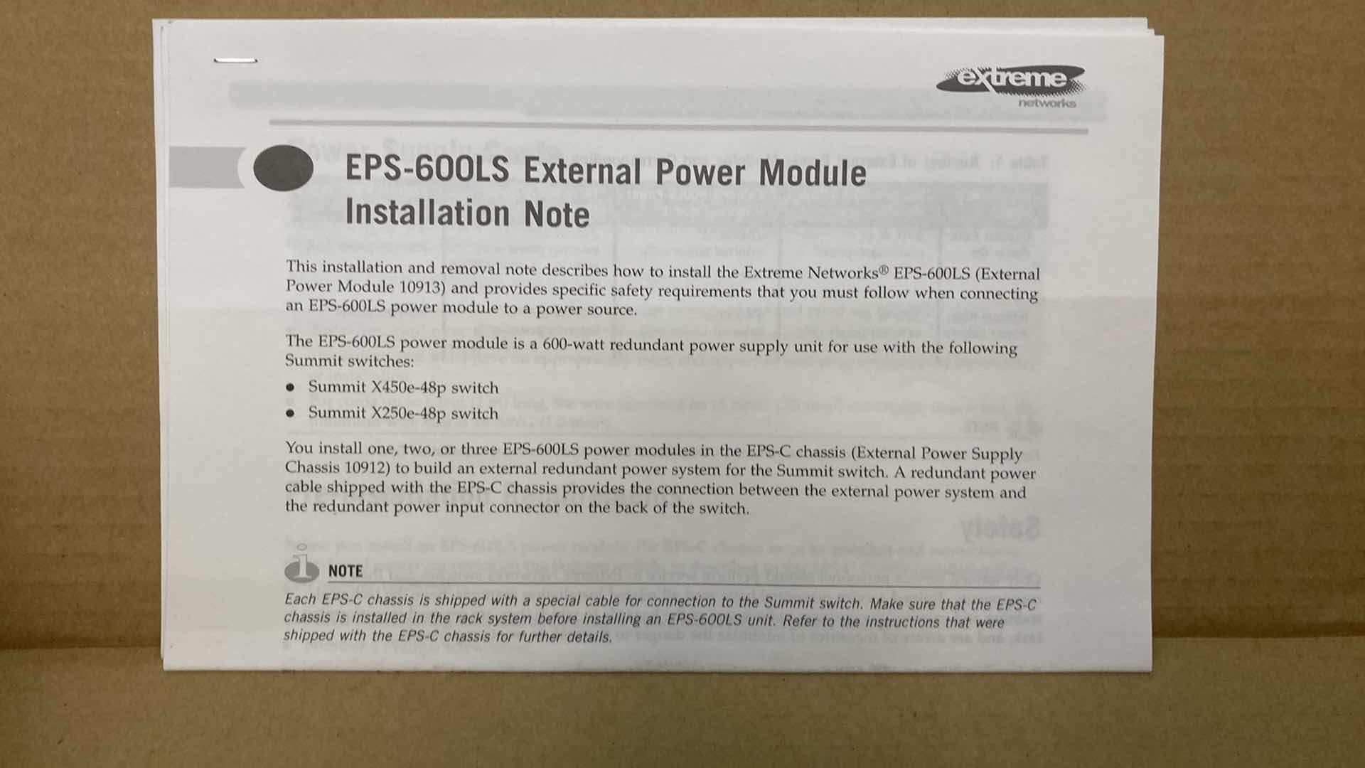 Photo 4 of NEW EXTREME NETWORKS EXTERNAL POWER MODULE MODEL EPS-600LS (5)