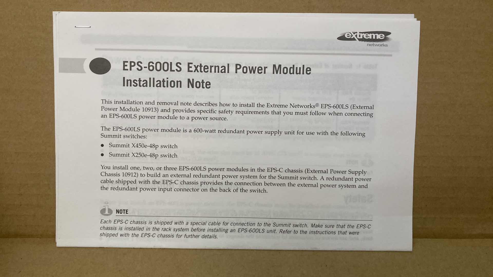 Photo 4 of NEW EXTREME NETWORKS EXTERNAL POWER MODULE MODEL EPS-600LS (5)