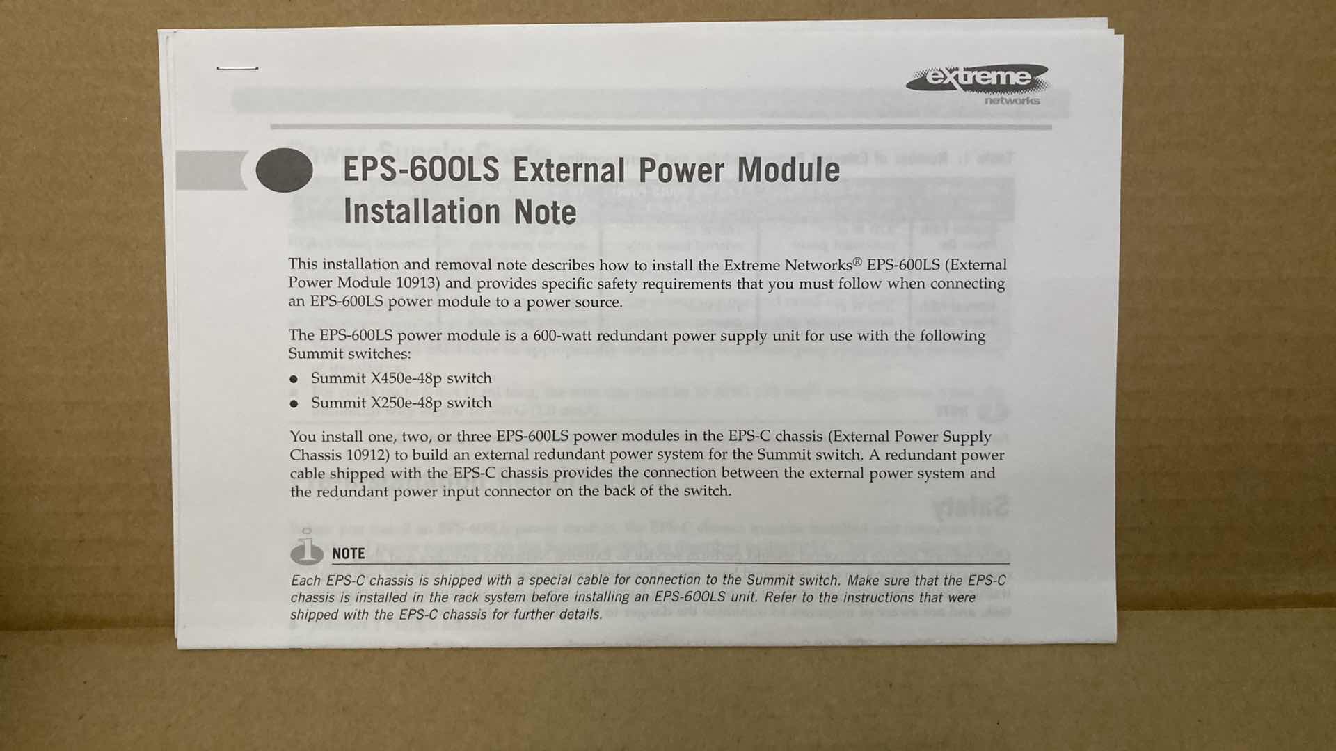 Photo 4 of NEW EXTREME NETWORKS EXTERNAL POWER MODULE MODEL EPS-600LS (5)