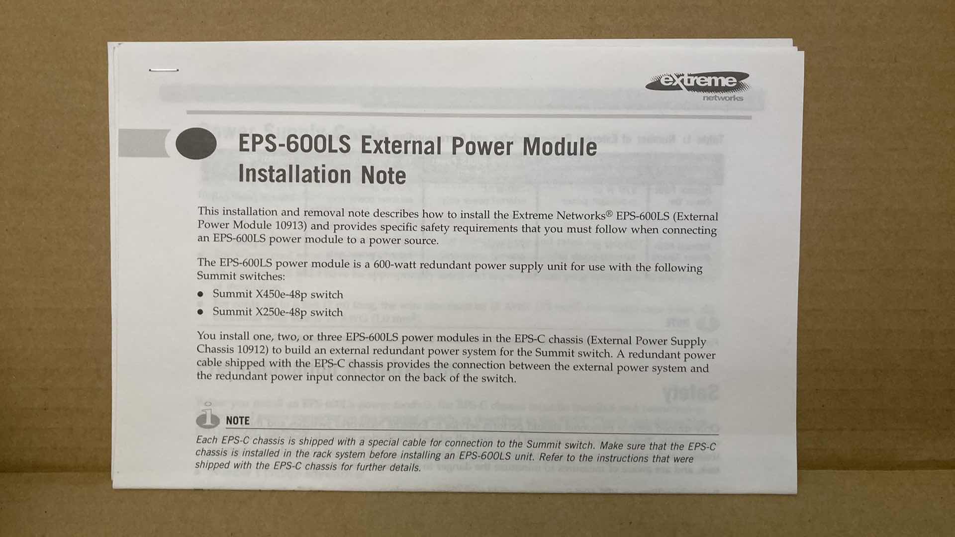 Photo 4 of NEW EXTREME NETWORKS EXTERNAL POWER MODULE MODEL EPS-600LS (5)