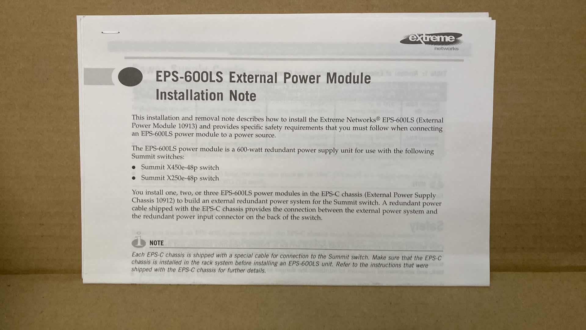 Photo 4 of NEW EXTREME NETWORKS EXTERNAL POWER MODULE MODEL EPS-600LS (5)