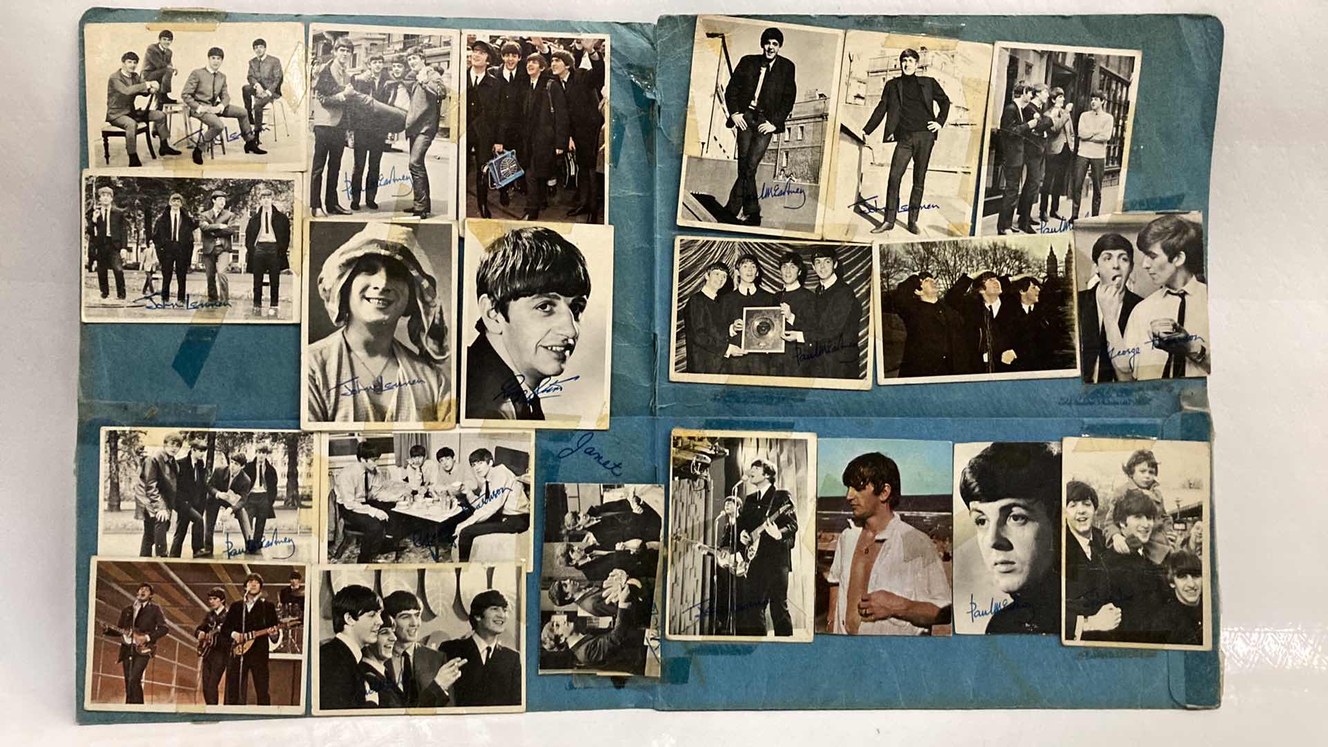 Photo 1 of BEATLES PHOTO COLLAGE AUTOGRAPHED BY BEATLES ATTACHED TO FOLDER