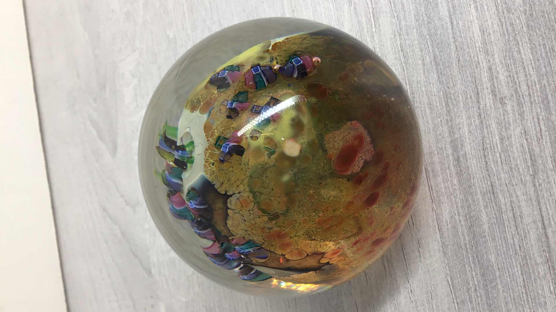 Photo 2 of UNIQUE BLOWN GLASS SPHERE ART SIGNED BY JOSH SIMPSON 1989 3” X 3”