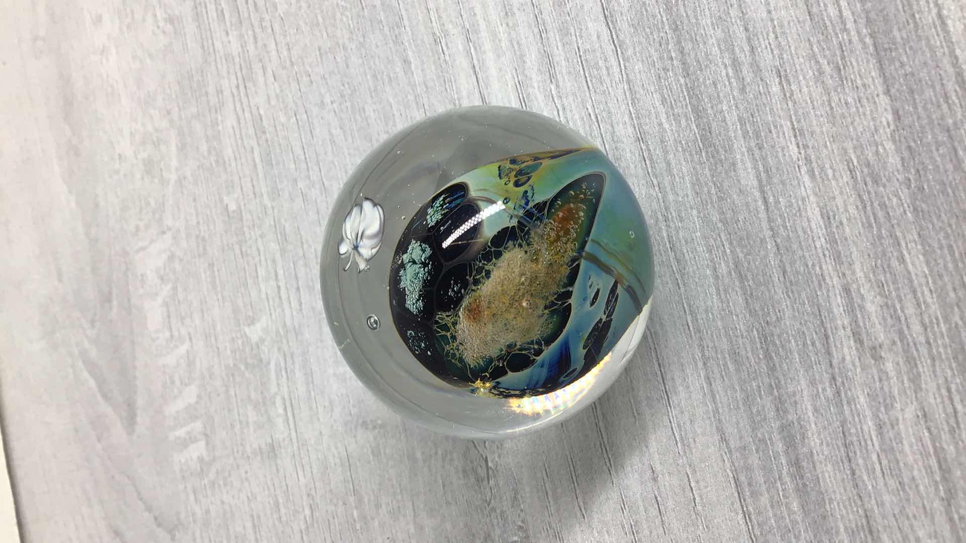 Photo 1 of CUSTOM MADE BLOWN GLASS EARTH SPHERE ART 1.5” X 1.5”