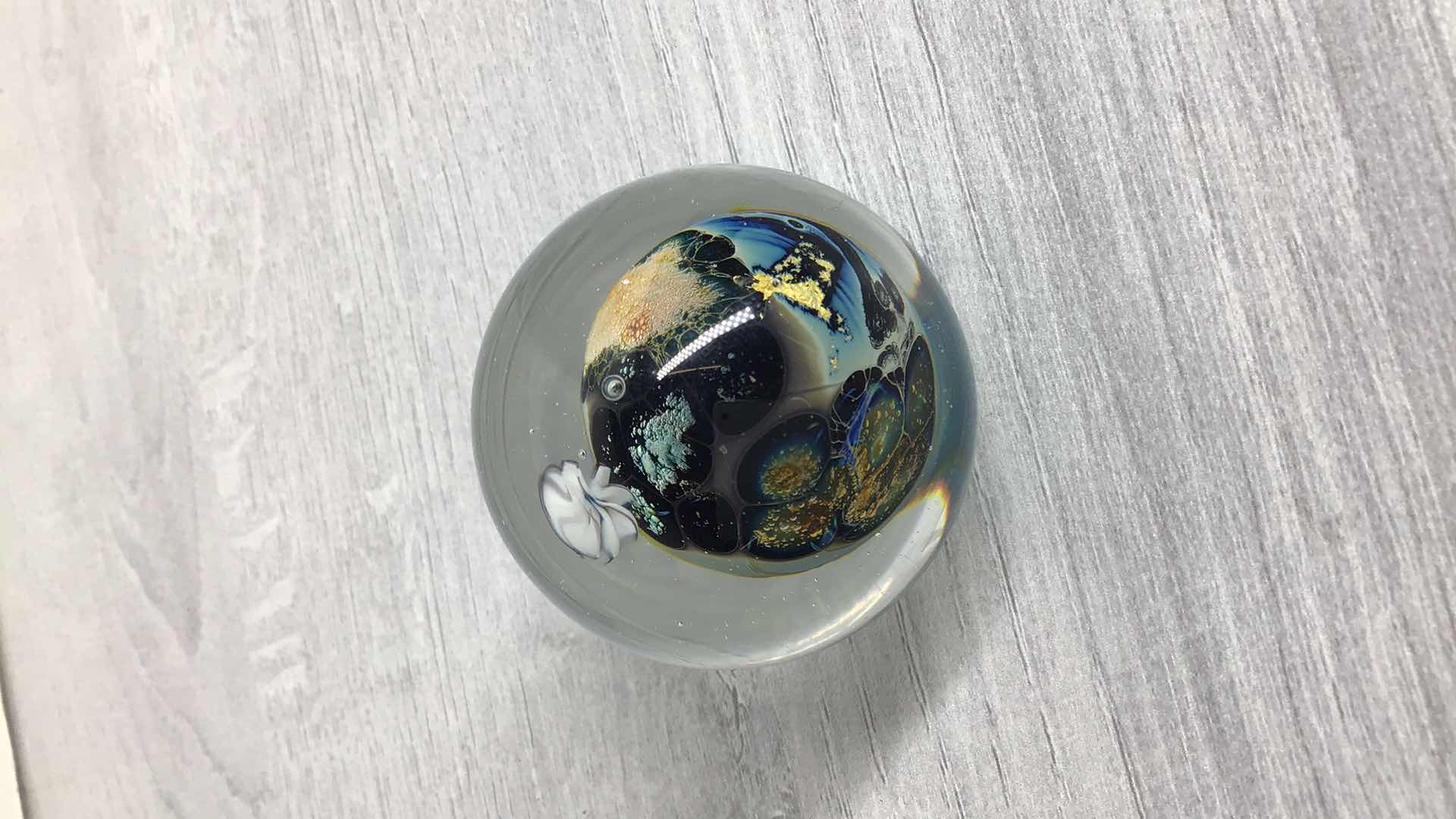 Photo 2 of CUSTOM MADE BLOWN GLASS EARTH SPHERE ART 1.5” X 1.5”