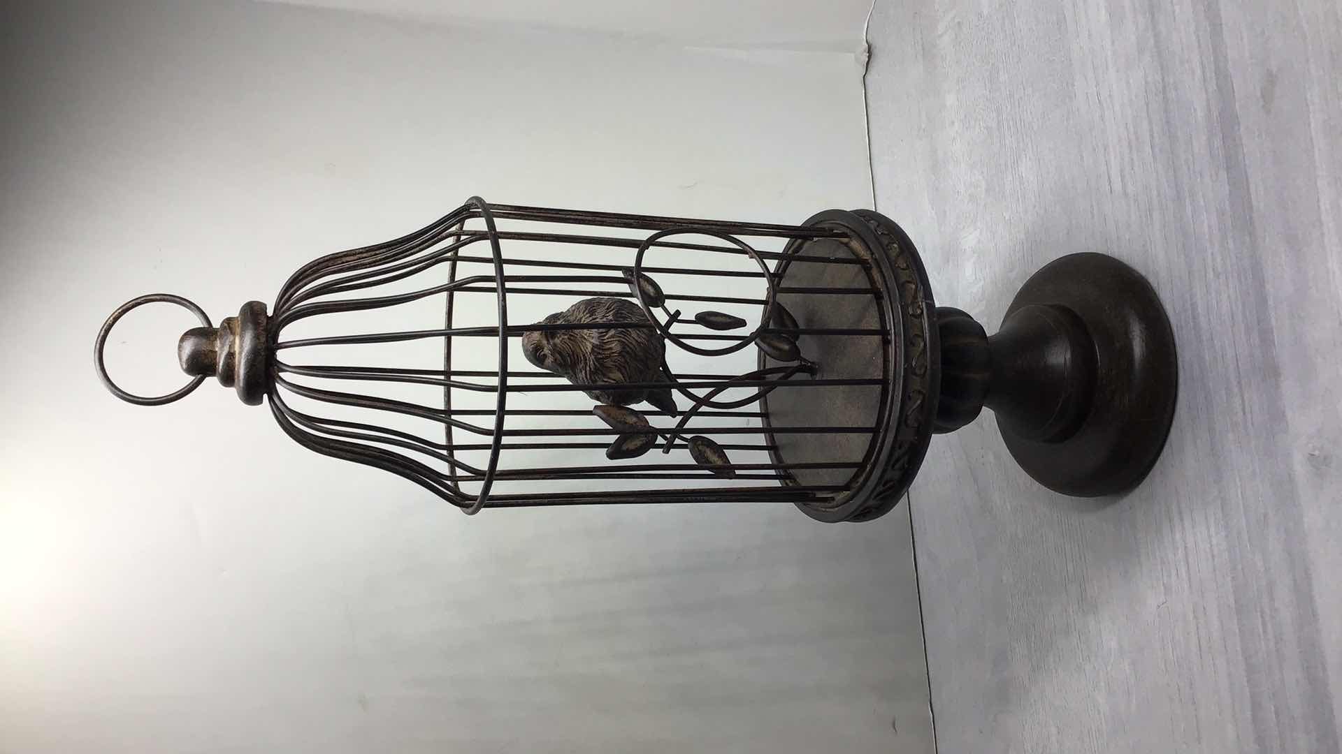 Photo 1 of HOBBY LOBBY DECORATIVE BIRD CAGE ON STAND WITH BIRD 5” X H16”