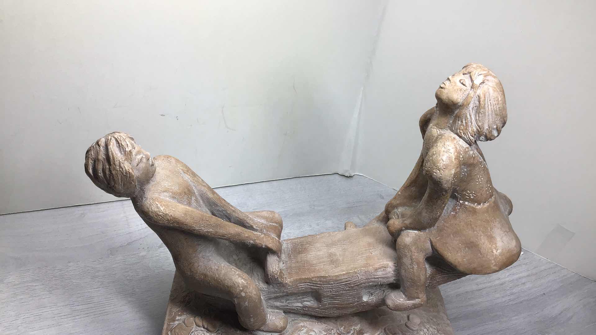 Photo 3 of AUSTIN PRODUCTIONS 1973 CLAY SCULPTURE BOY AND GIRL ON SEE-SAW 11” X 4” H10”