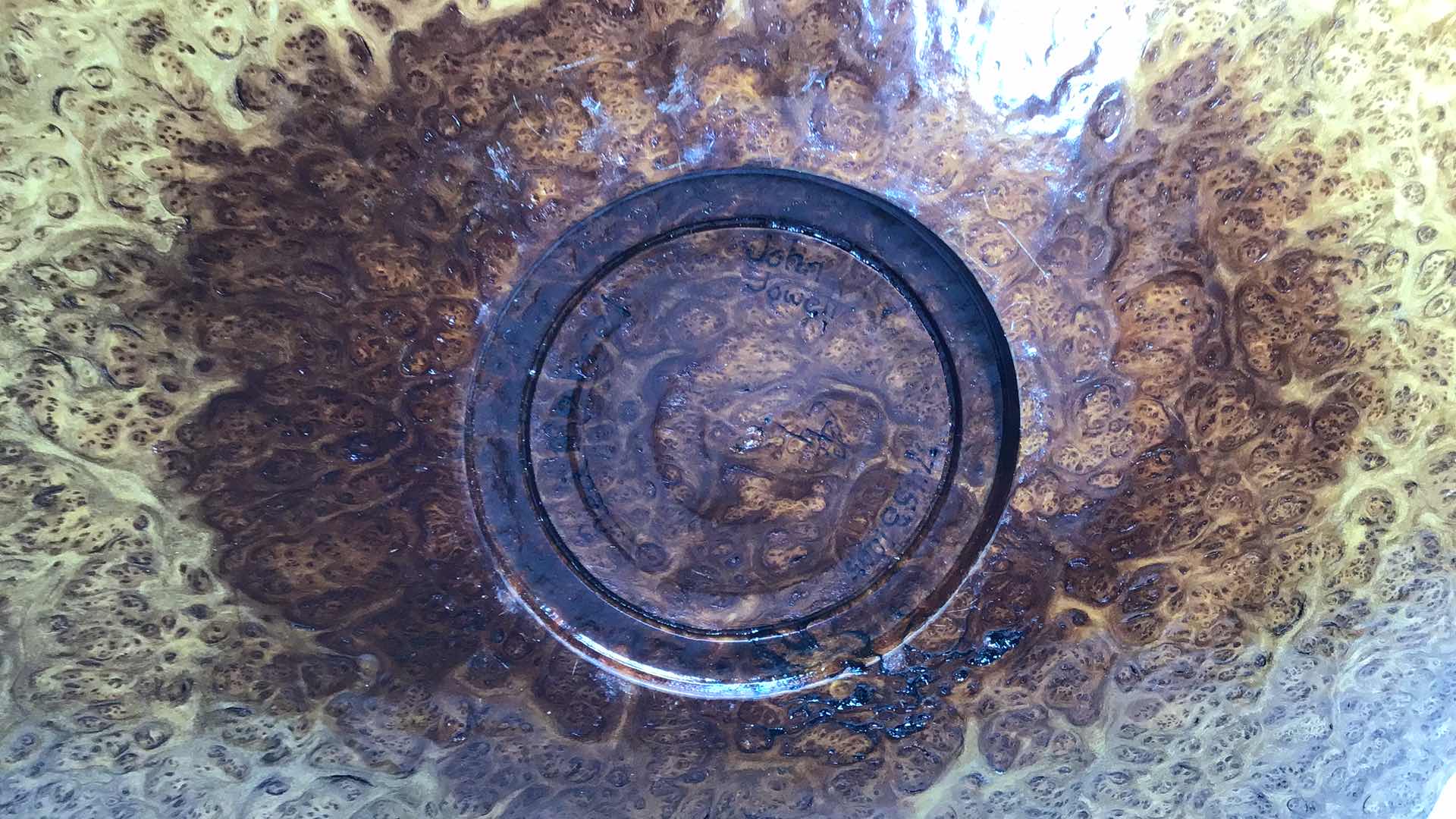 Photo 3 of JOHN JOWELL WOOD BURL SCULPTED PLATE 10.5” X 9”