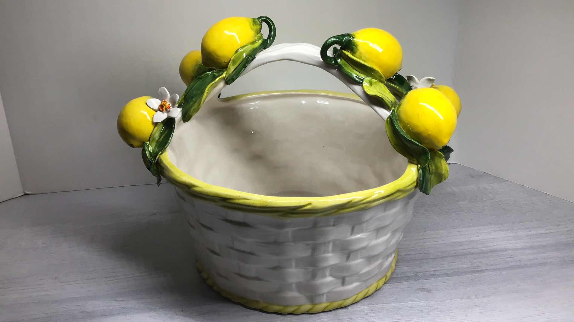 Photo 1 of ITALIAN MADE CERAMICS LEMON WOVEN BASKET 11” X 13” H11”