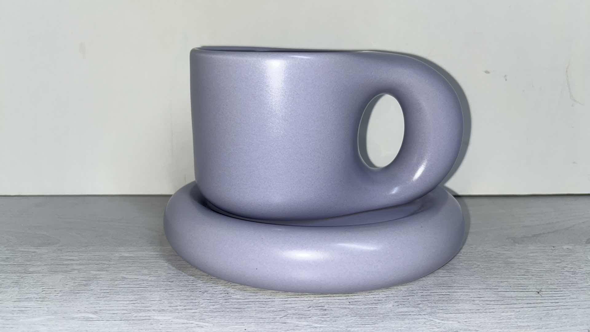 Photo 1 of KANYON SHOP CHUBBY LILAC CERAMIC MUG W SAUCER