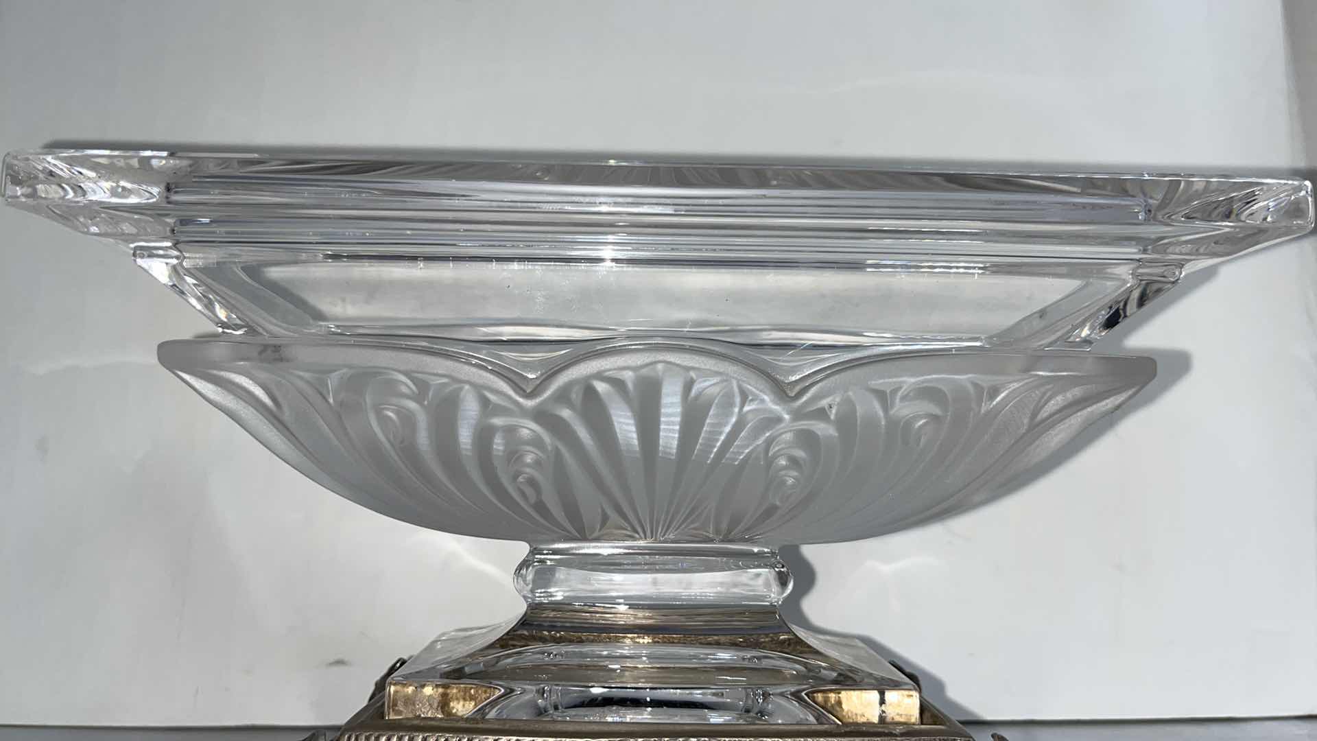 Photo 5 of BOHEMIAN HANDCUT CRYSTAL FOOTED JARDINIERE W SILVER FINISH PEDESTAL 5.5” X 10” H6”