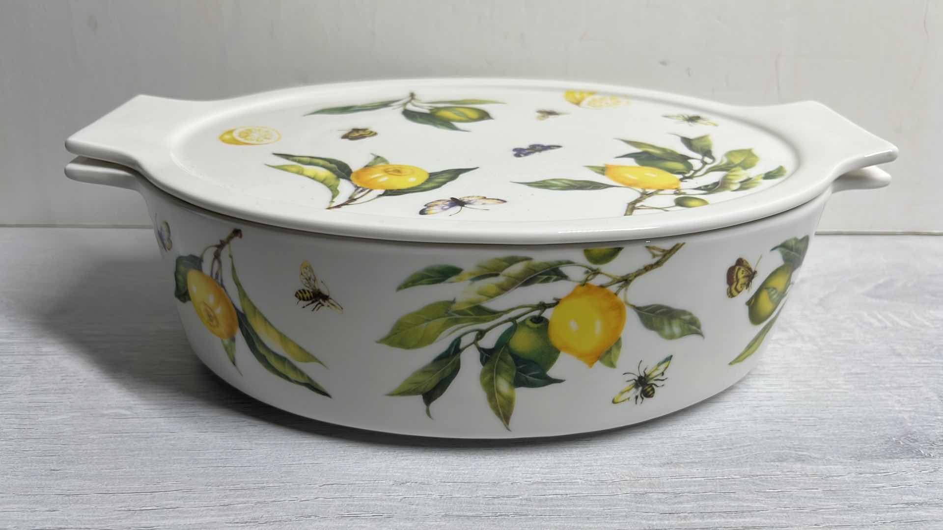 Photo 1 of VINTAGE GRACE PANTRY “LEMON SPRING” PORCELAIN OVAL COVERED CASSEROLE DISH 7.5” X 11.5” H3.25”