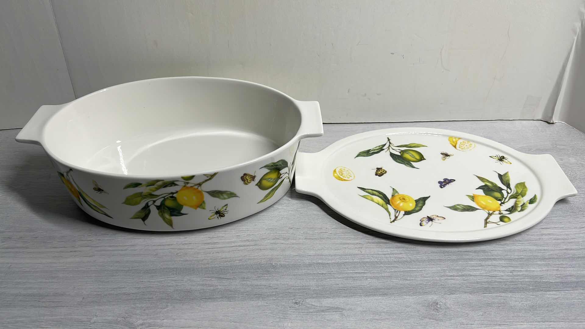 Photo 3 of VINTAGE GRACE PANTRY “LEMON SPRING” PORCELAIN OVAL COVERED CASSEROLE DISH 7.5” X 11.5” H3.25”