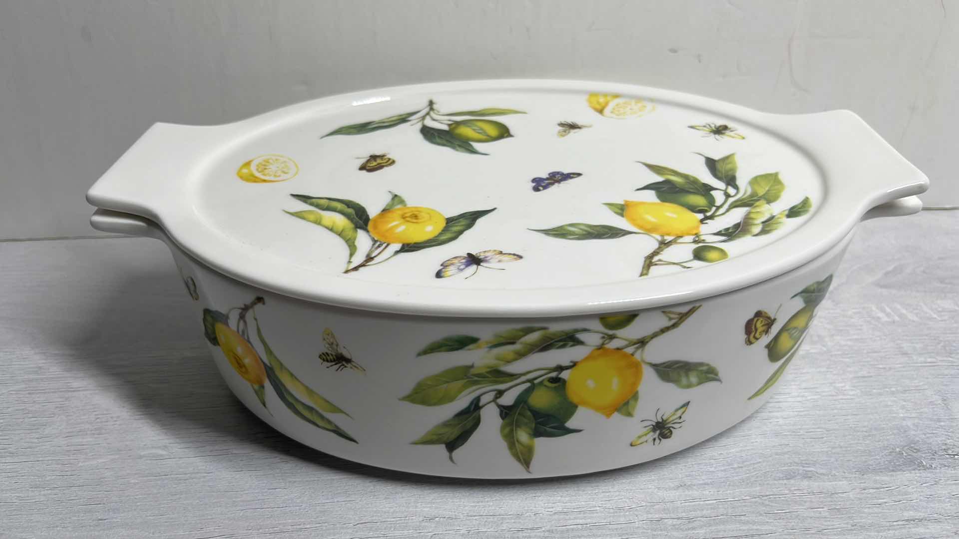 Photo 1 of VINTAGE GRACE PANTRY “LEMON SPRING” PORCELAIN OVAL COVERED CASSEROLE DISH 7.5” X 11.5” H3.25”