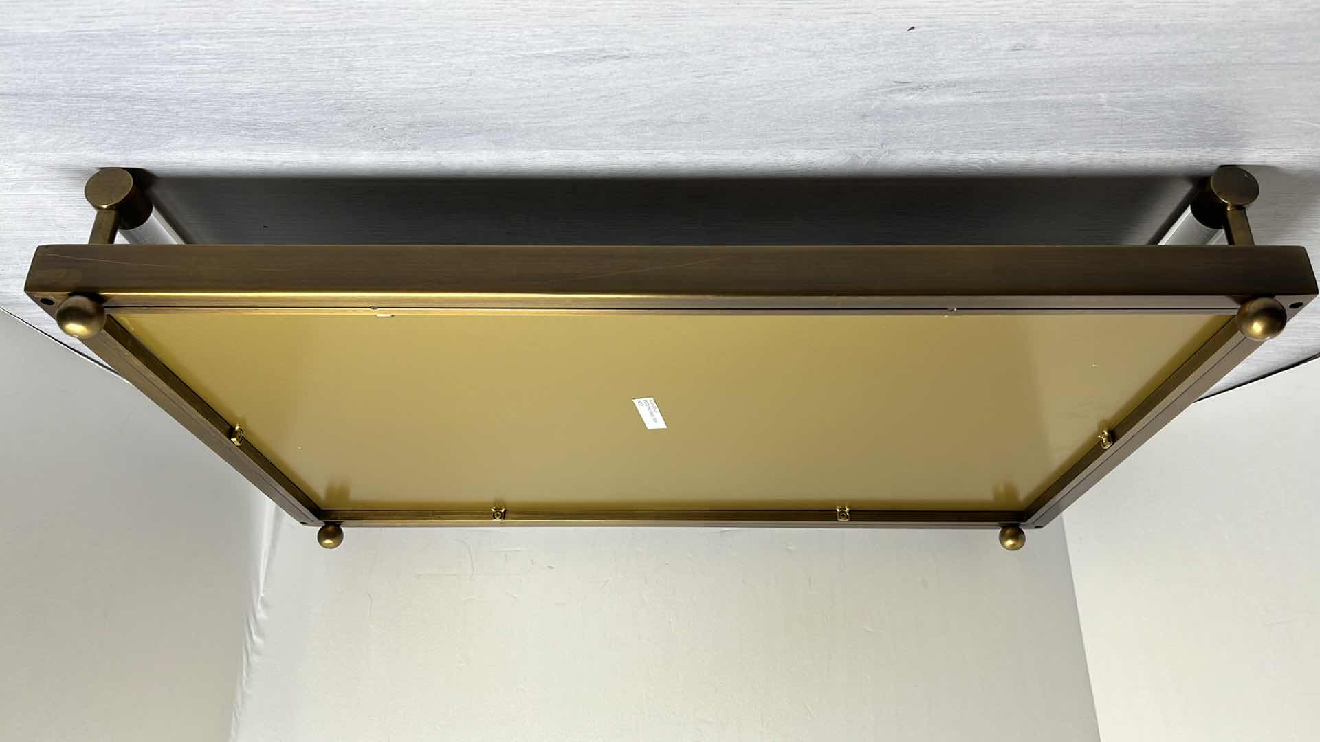 Photo 4 of PORT 68 MODERNE BRASS MIRRORED DECORATIVE TRAY W SOLID CRYSTAL HANDLES 14” X 22” H3.25”