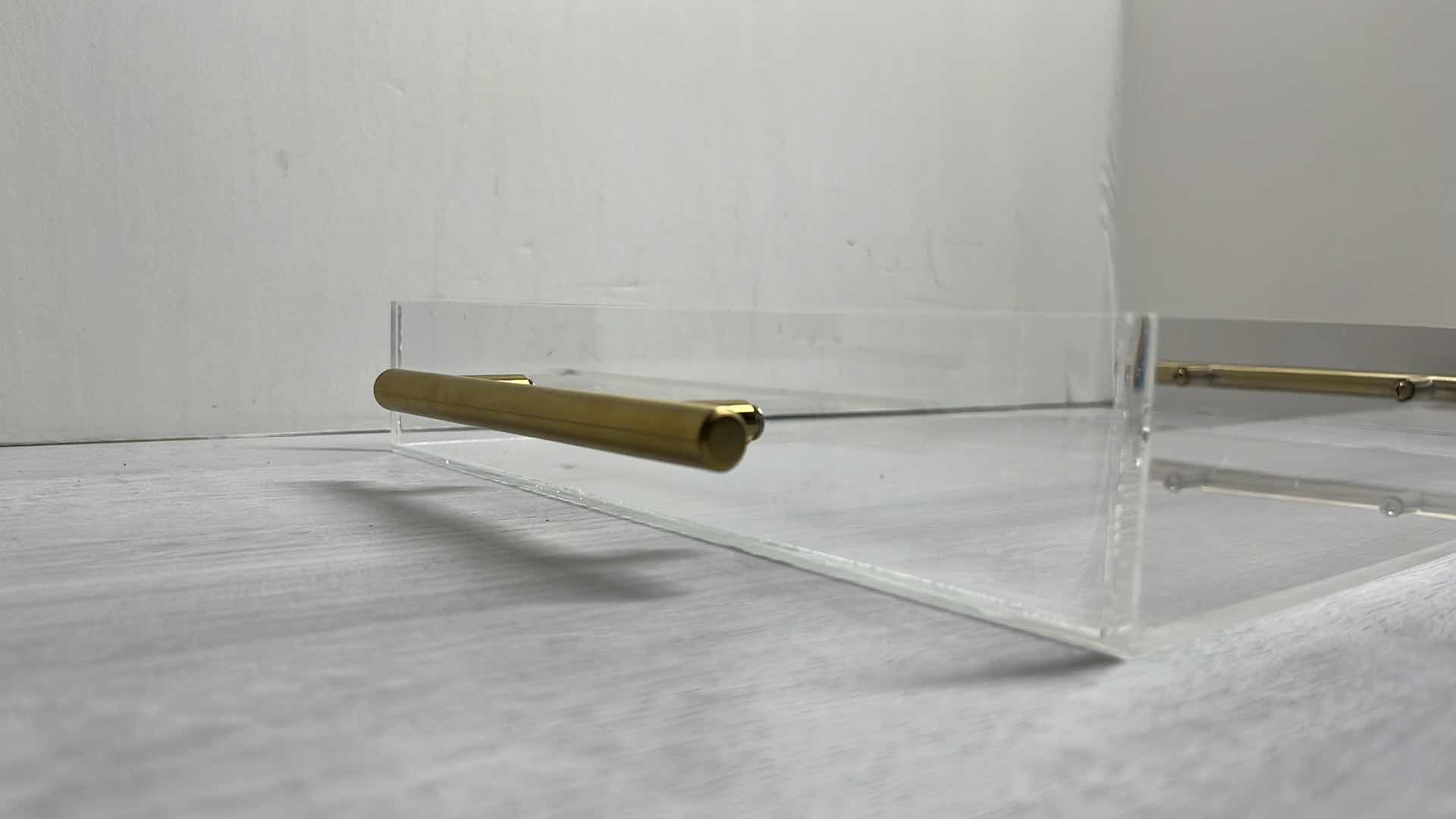 Photo 4 of ACRYLIC TRAY W GOLD FINISH HANDLES 11” X 14” H2”