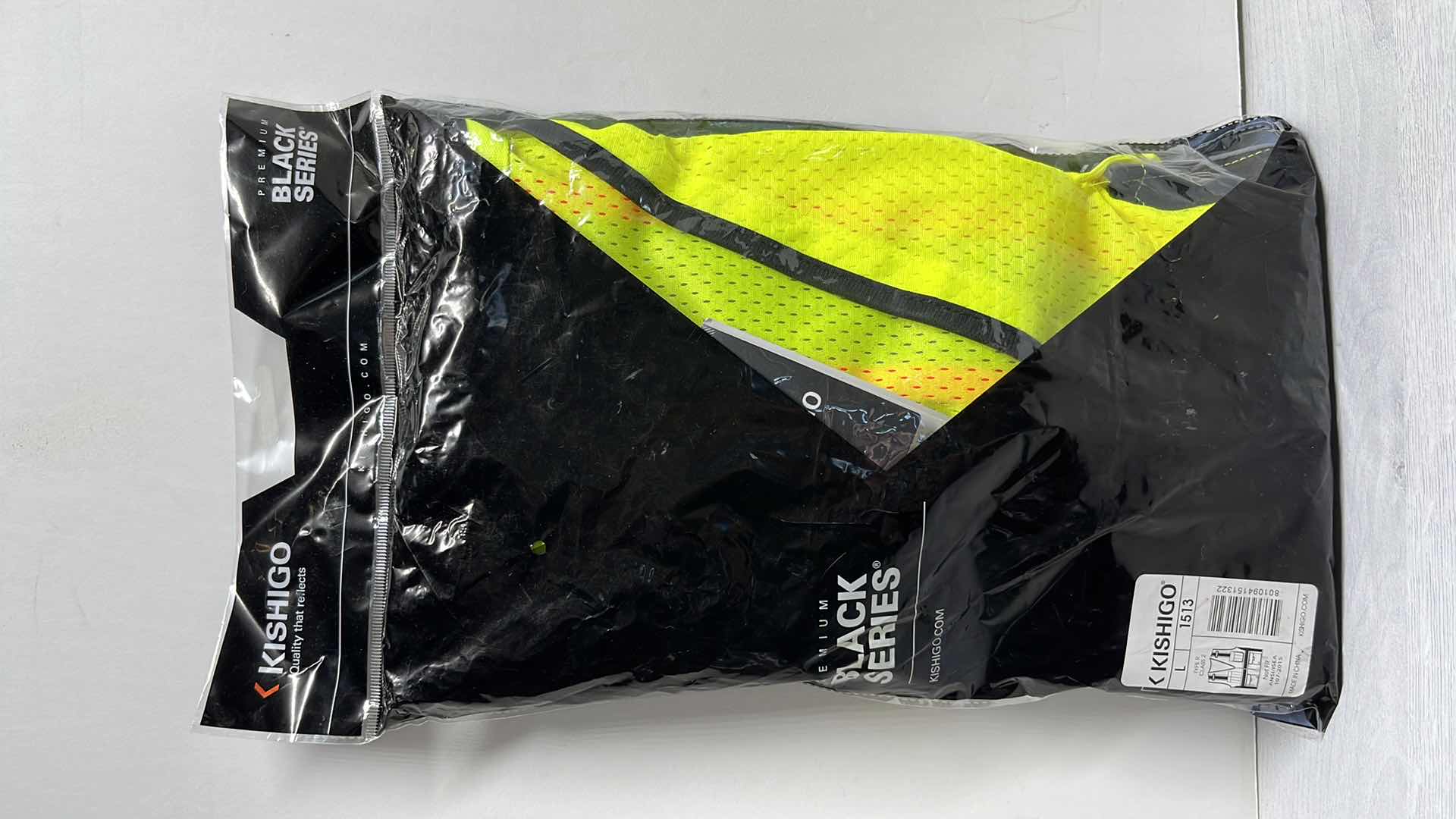 Photo 2 of NEW KISHIGO PREMIUM BLACK SERIES HEAVY DUTY ZIPPER SAFETY VEST ANSI 107 TYPE R CLASS 2 STYLE 1513 & HANDHELD CROSSING GUARD STOP/SLOW SIGN