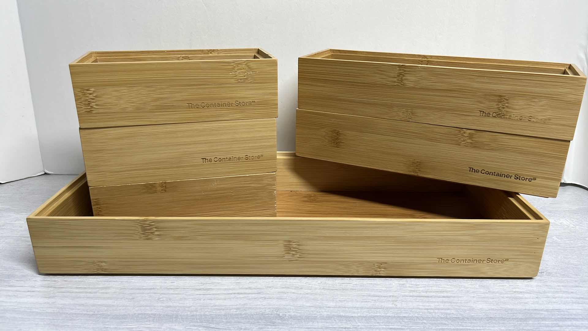 Photo 1 of THE CONTAINER STORE STACKABLE BAMBOO DRAWER ORGANIZERS (6 PCS)