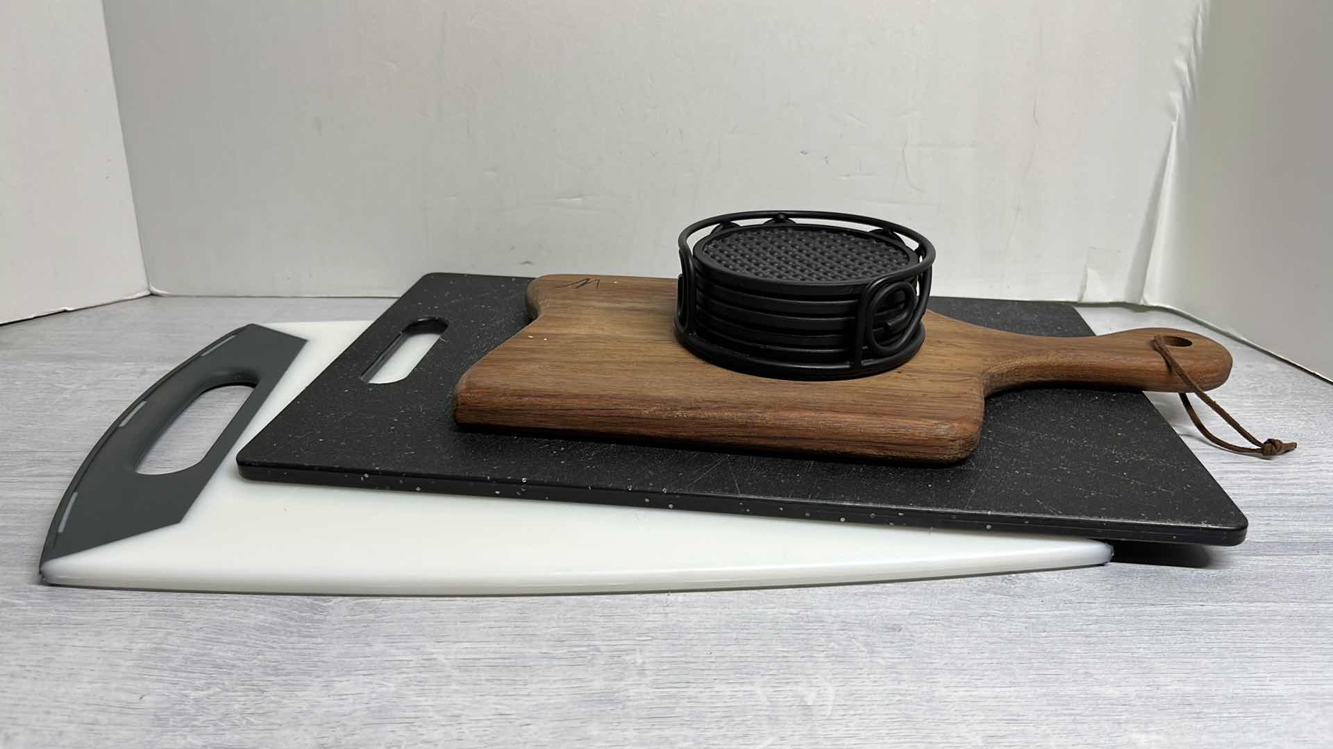 Photo 1 of CUTTING BOARDS (3) & RUBBER COASTER SET OF 5